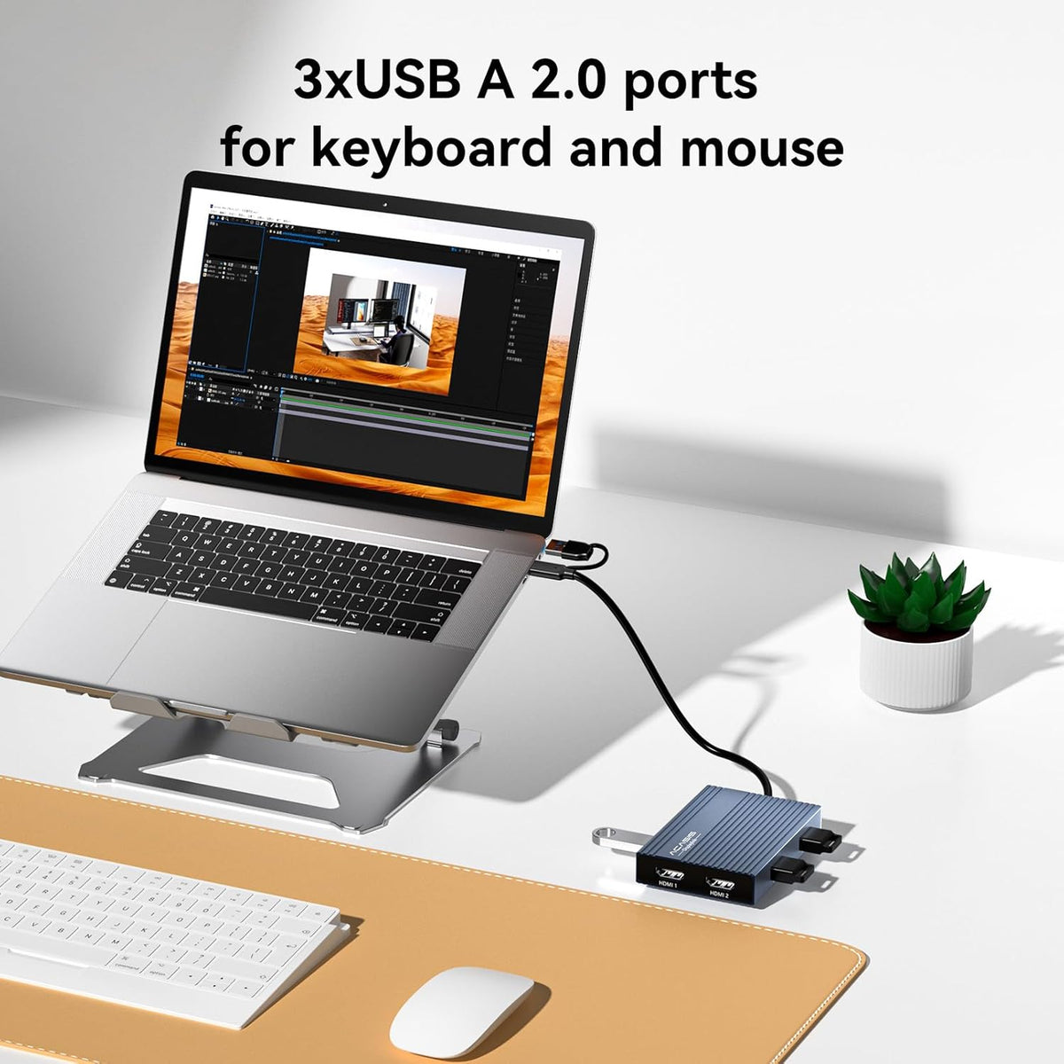 ACASIS USB C to Dual HDMI DisplayLink Adapter for Mac M1/M2/M3/M4/Windows | USB C DisplayLink Docking Station with 2HDMI 4K@60Hz, 3USB-A Ports, 100W PD Charging ,USB A/C to Dual Monitor,Grey