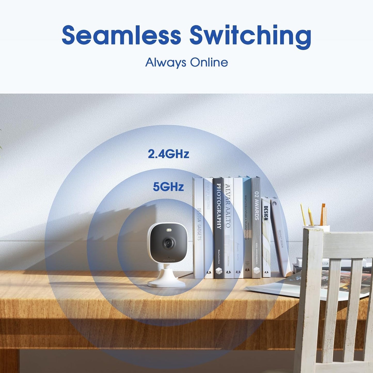 2.5K Indoor Cameras for Home Security Outdoor, Indoor Security Camera, 2.4g/5g Inside Cameras for House/Elder/Dog/Pet/Baby, Plug and Play, Support Card/Cloud (Not Included), 9.84ft Wire, 2PCS