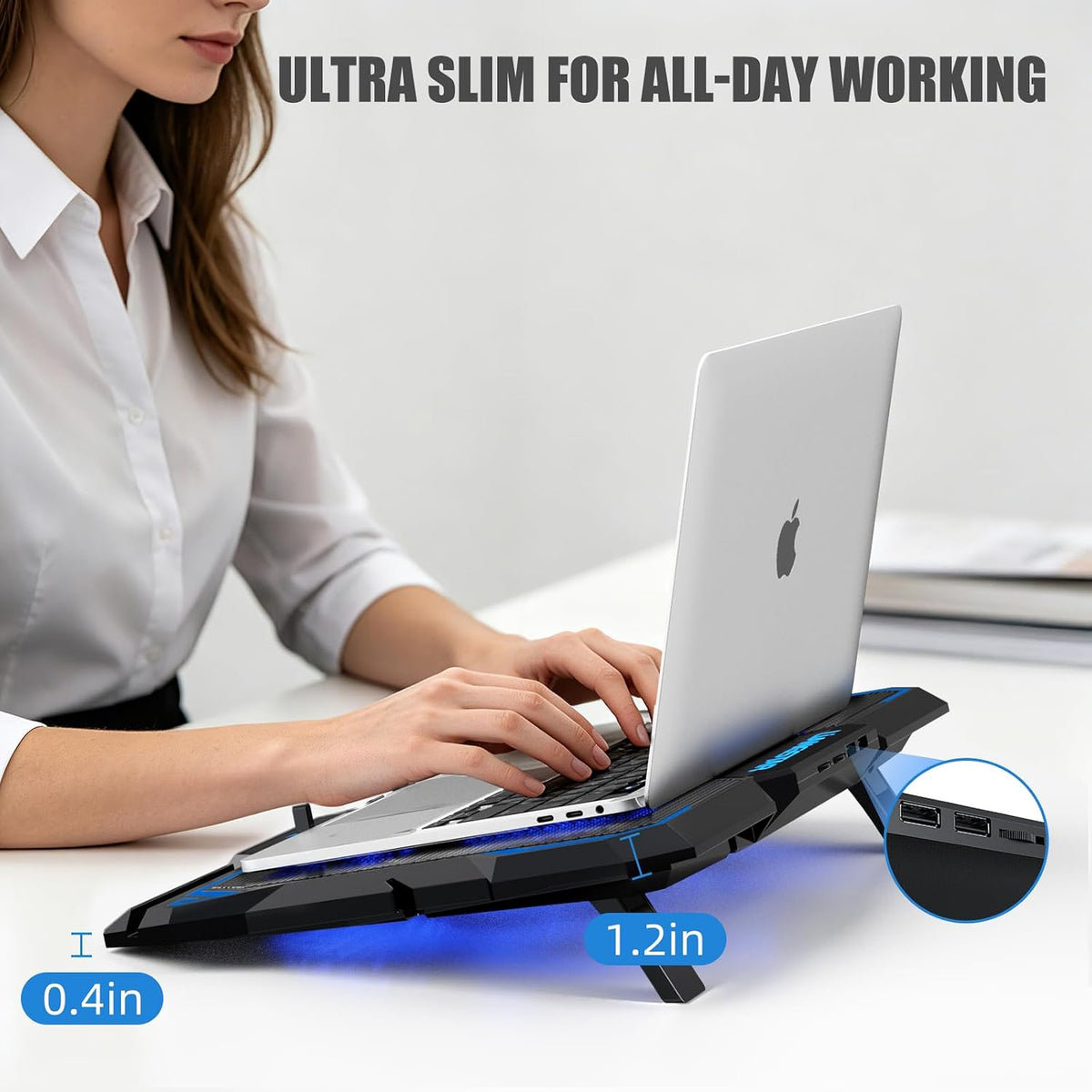 Laptop Cooling Pad, Laptop Cooler with 6 Quiet Led Fans for 15.6-17 Inch Laptop Cooling Fan Stand, Portable Ultra Slim USB Powered Gaming Laptop Cooling Pad, Switch Control Fan Speed Function