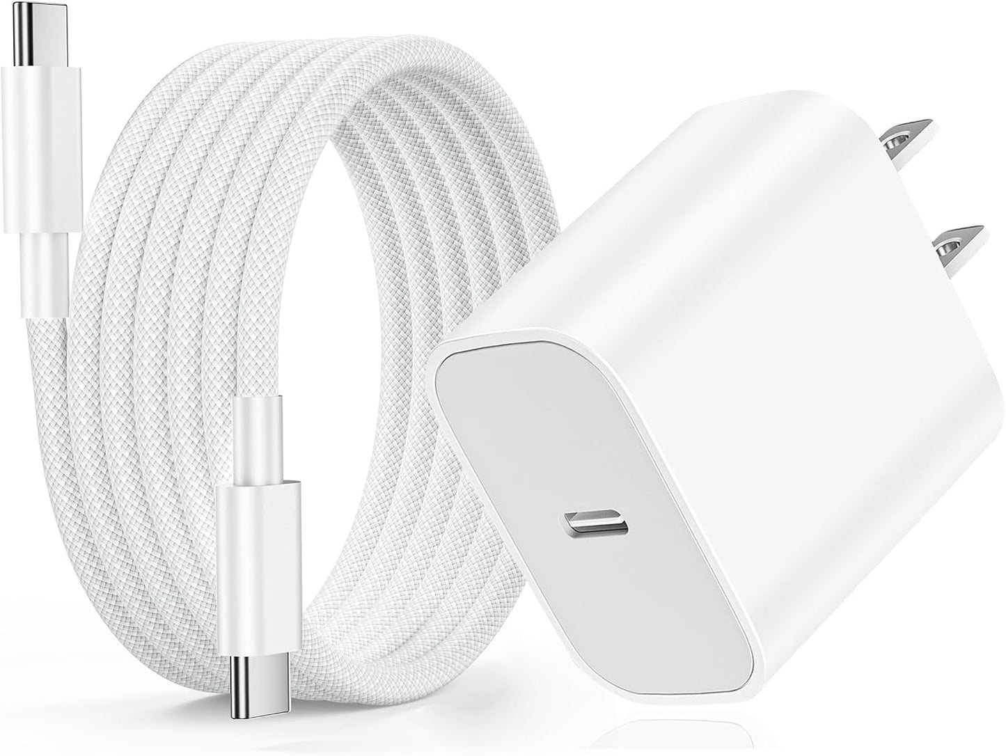 USB C Fast Charger for Apple iPad Pro 13/11/12.9 inch, iPad A16/10th Generation, iPad Air 13/11-in/5th/4th/Mini, 20W Type C iPad Charger Fast Charging with 6FT Woven USB C to USB C Charger Cord Cable
