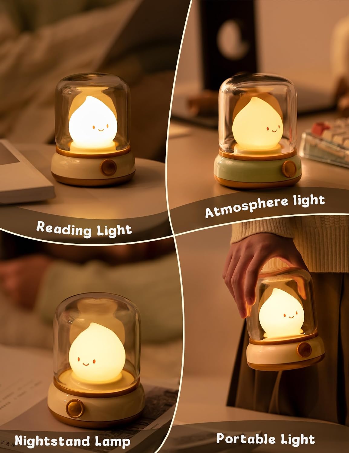 WANIDEA Cute Night Light, Kids Night Light with Batteries, Bedroom Decor | Rechargeable, Stepless Dimming, 15min Delayed Shut-off, Kids' Gifts, Desk Lamp