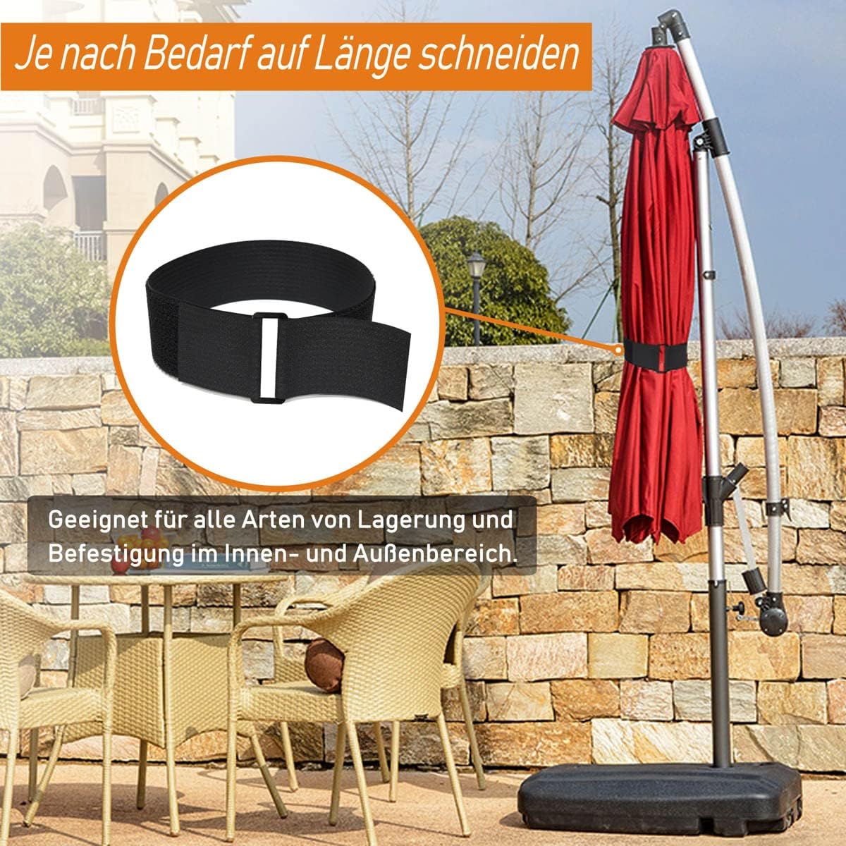 16Ft x 2In Adjustable Cable Straps with 12 Buckles, Free Cut Length, Black Reusable Fastening Cable Ties, Hook and Loop Securing Strap for Cable Tidy, Wire Management, Cord Organiser, Black