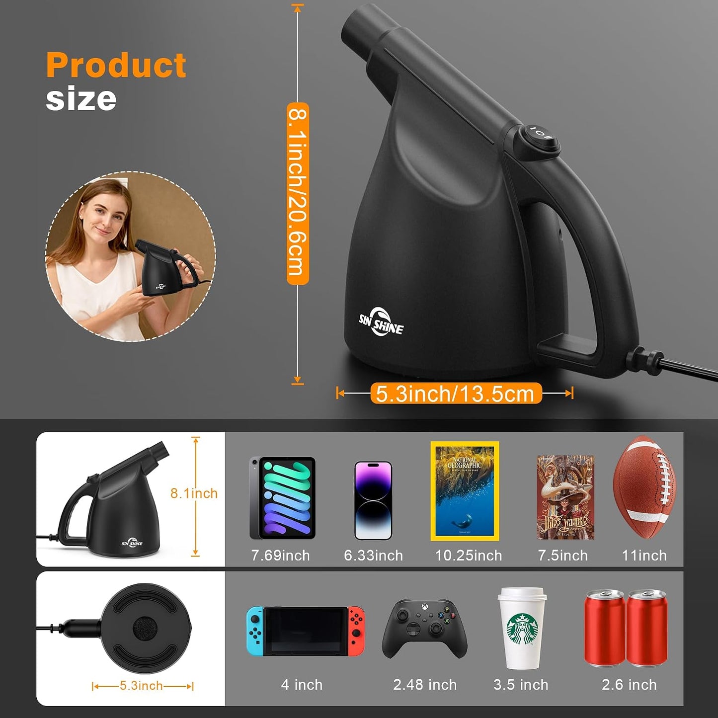 Compressed Air Duster-110000RPM Super Power Electric Air Duster for Cleaning Dust, Hairs, Crumbs, Scraps for Laptop, Computer, Replaces Compressed Air Cans & Canned Air (Jet-Black
