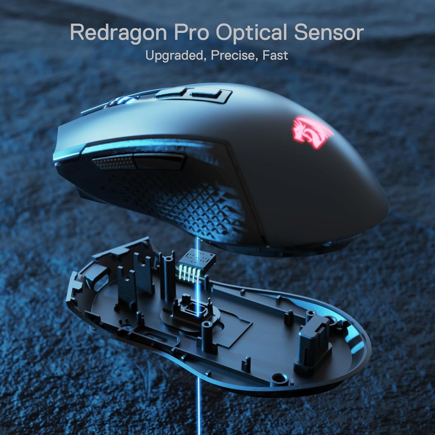 Redragon M693 LIT Wireless RGB Gaming Mouse 12800 DPI Remapping Keys | Cable-Free 0 Delay, Redefine Keybinding Macro, Vibing Backlight, Ergonomic Grip Body Comfort
