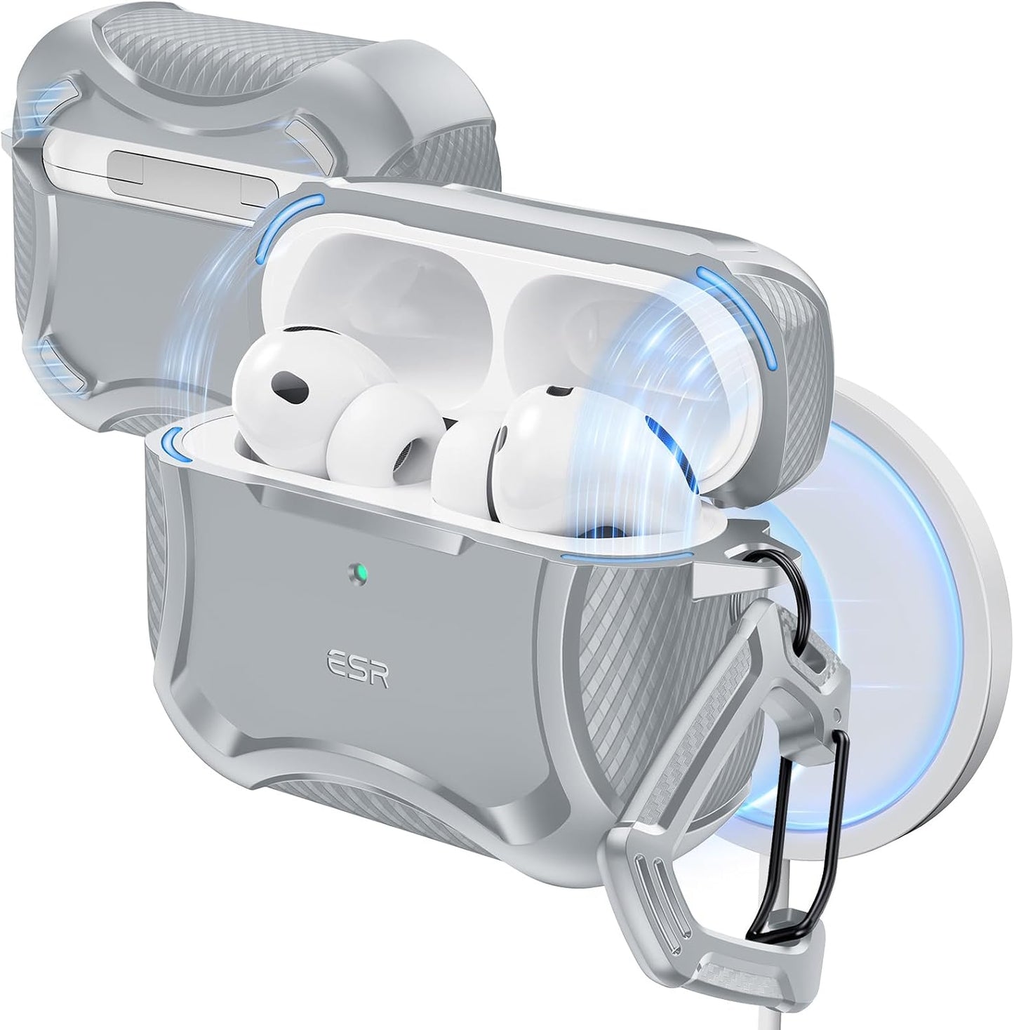 ESR for AirPods Pro 3 Case (2025), Compatible with Airpods Pro 3rd Generation (USB-C Cable), Magnetic Lid, MagSafe Ready, Powerful Drop Protection, Cyber Series, Gray