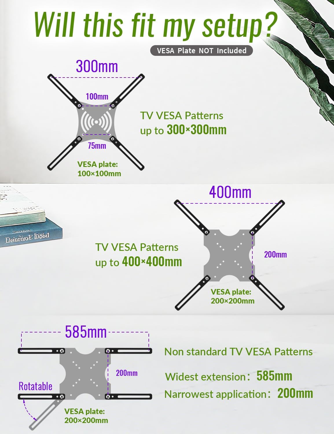 VESA Extension Mount Adapter Kit for Screens 32 to 55 inch LCD LED TV, TV Wall Mount Adapter Bracket Upgrade Mounting Holes up to 400x400mm,Hardware Included