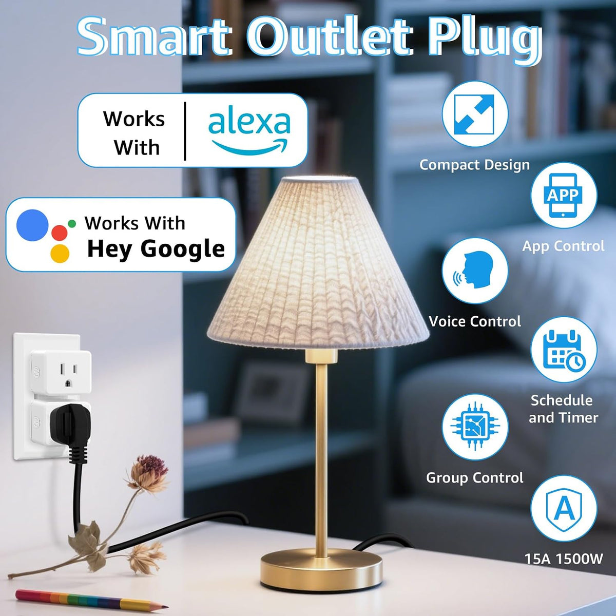 Greencycle WiFi Plug with Switch,App/Voice/Wireless Switch 3 Ways Control