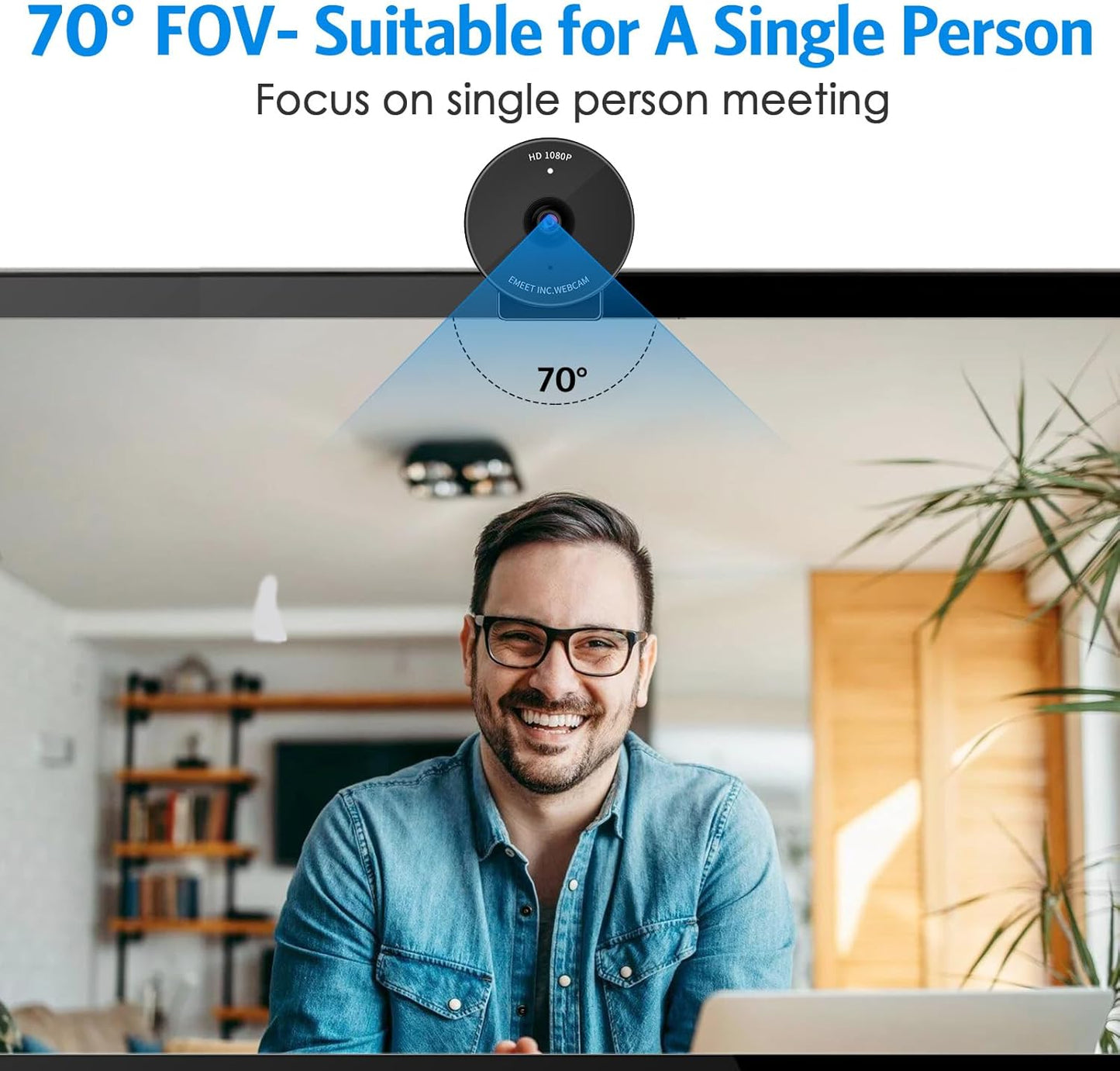 EMEET C950 1080P Webcam, USB Webcam with Microphone&Physical Privacy Cover | Auto Light Correction, Fixed Focus, USB Plug & Play, Ultra Web Cam w/ 70°View for Meeting/Online Classes/Zoom/YouTube