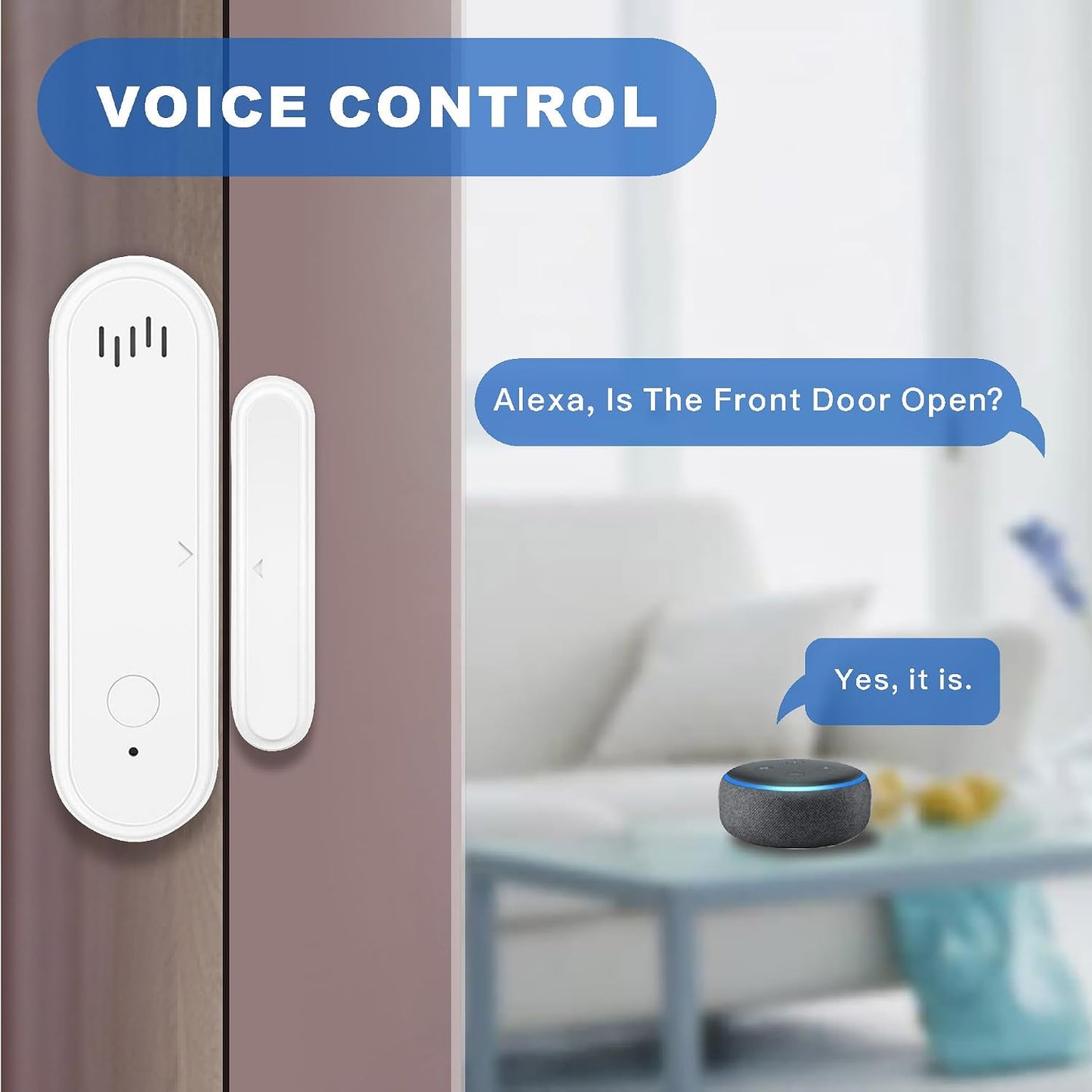 UHPPOTE 2.4GHz WiFi Smart Door Window Contact Sensor Detector with Alarm | Tuya App Notification, No Hub Required