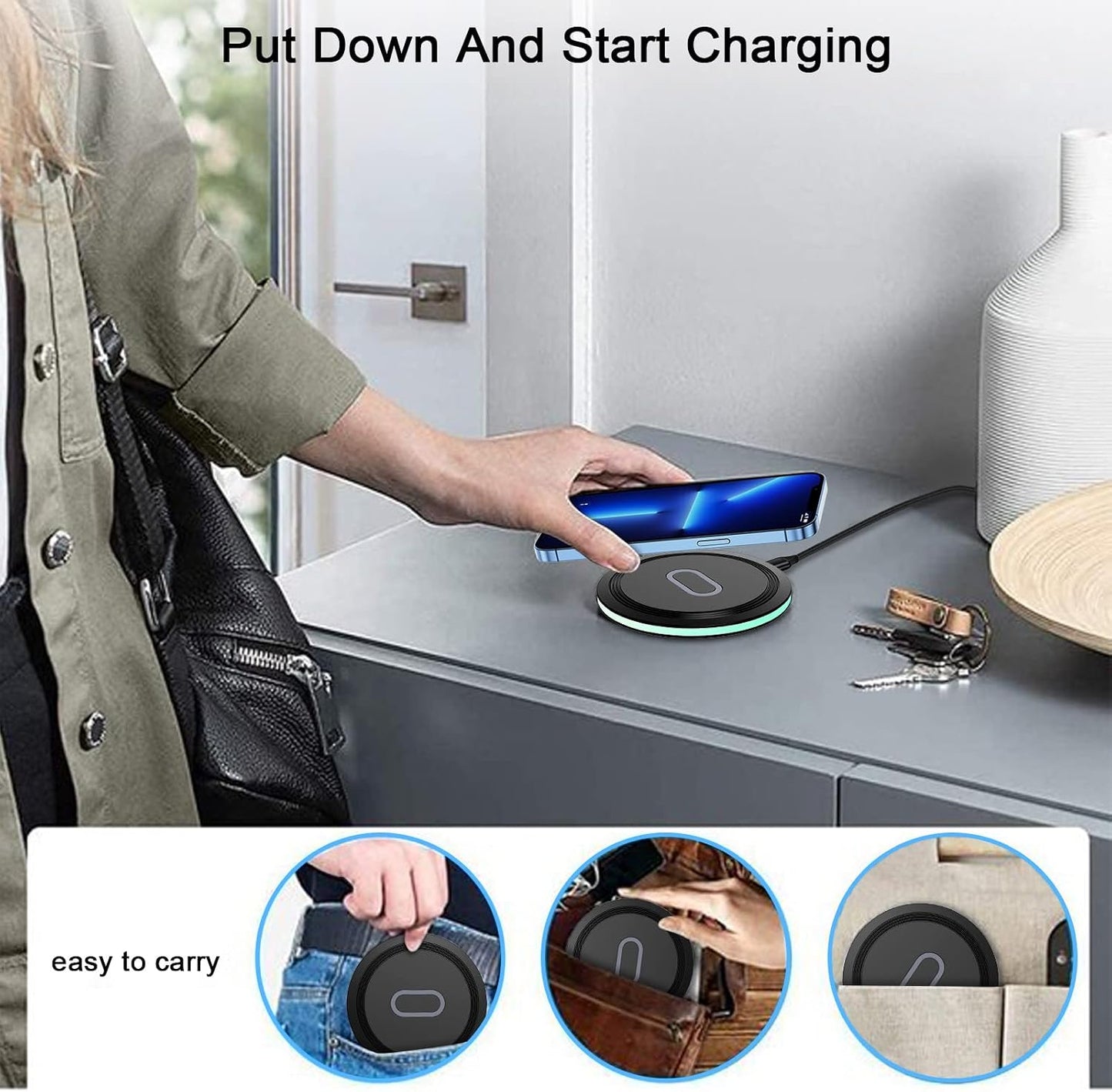Wireless Charger Samsung Fast Charging Pad for Samsung Galaxy S26/S25 Ultra/S24 FE/S23 Ultra/S22/S21/Z Flip 8 7 6 5,15W Wireless Charging Station Charger Mat and QC Adapter for Google Pixel 10 9 8a