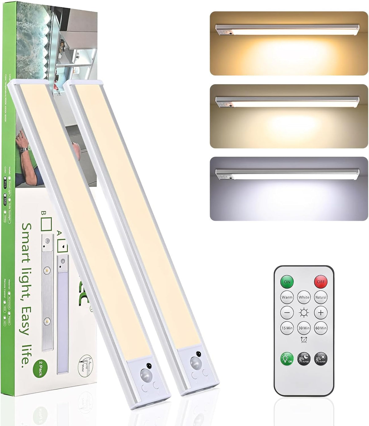 12 Inch Wireless Under Cabinet Lights, Rechargeable Motion Sensor LED Light