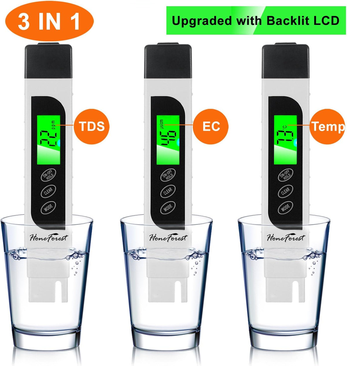 TDS Meter, Digital Water Tester - Accurate and Reliable, Measures TDS, EC & Temperature (°F/°C), 0-9990ppm, Water Test Meter for Drinking Water, RO/DI System, Aquariums, etc