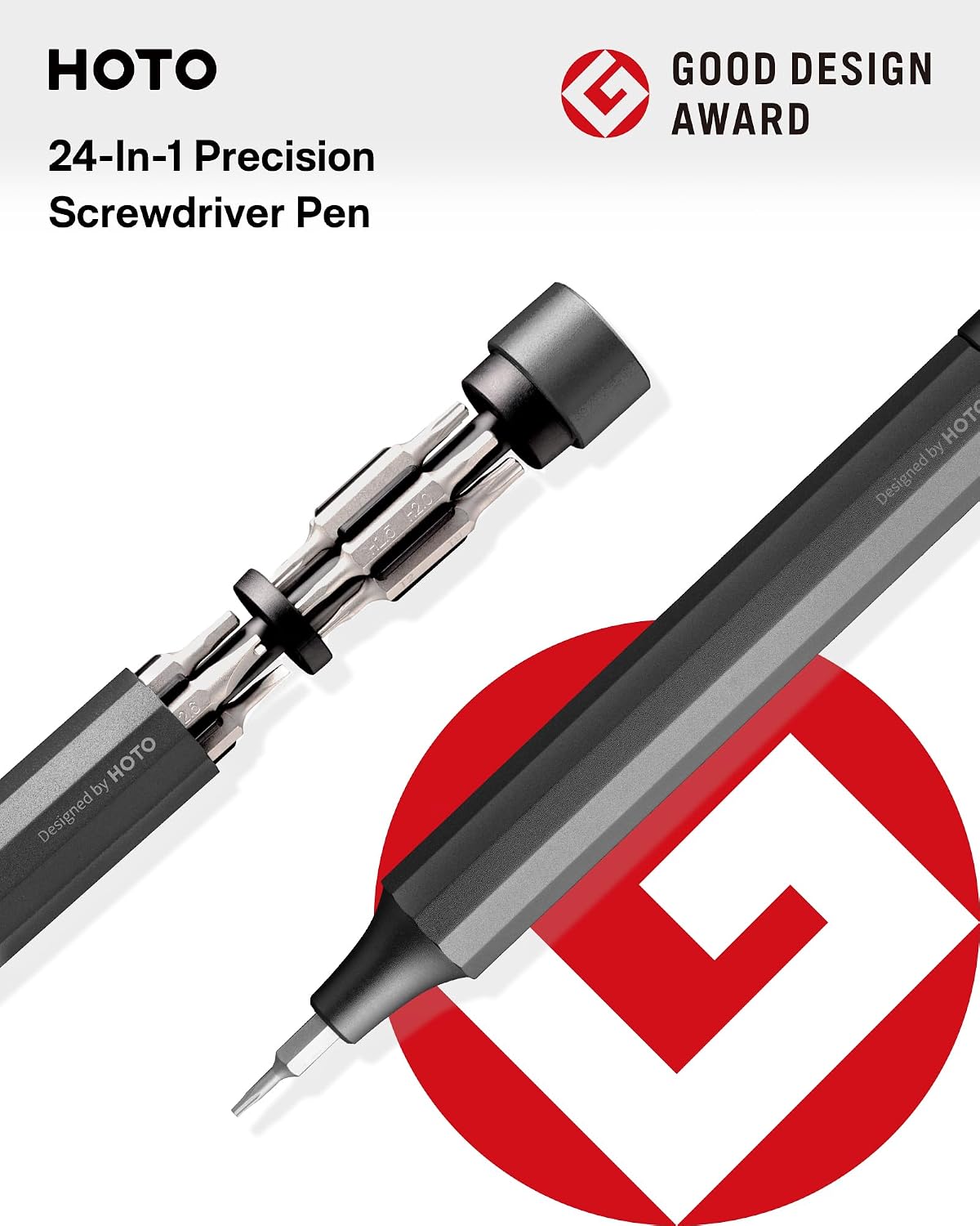 HOTO 24 in 1 Mini Screwdriver Set, Eyeglass Repair Kit, Slate Grey | Magnetic Torx Bit Set, EDC Pen Screwdriver for Electronics, Watches, Phones, Laptops, Cameras, Gadgets for Men