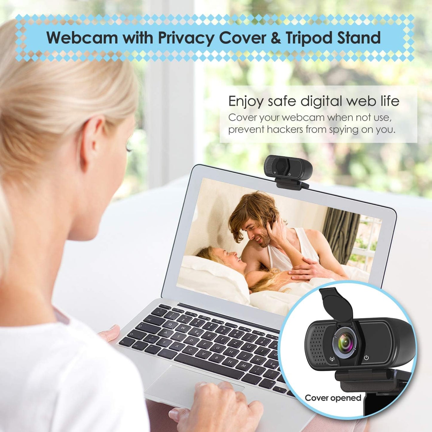 ToLuLu 1080P Webcam with Microphone, HD Webcam Web Camera with Tripod Stand | Widescreen USB Computer Camera, Streaming Mic Web cam for Online Calling/Conferencing,Facetime/YouTube Desktop Laptop PC