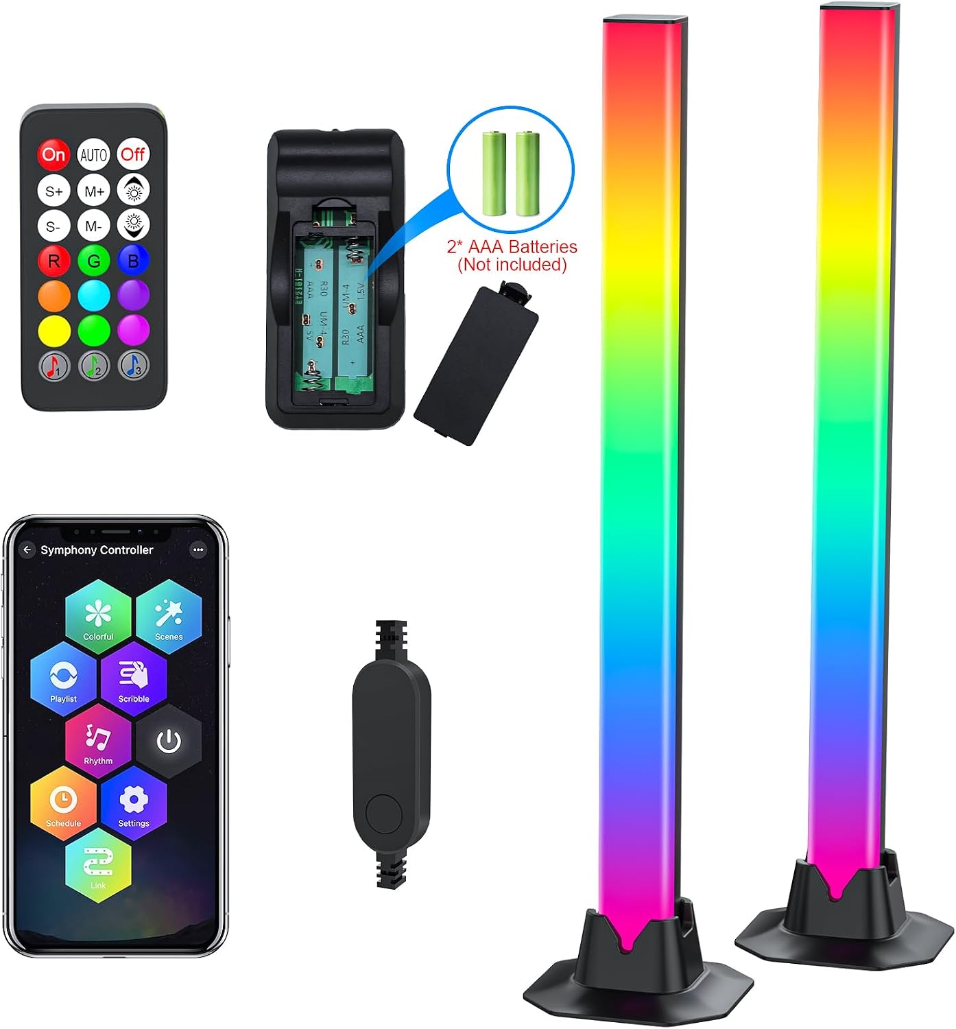 16.5" Smart Light Bar, RGB LED Light Bar for Room, 16 Million Colors Changing, 213 Preset & 8 Scene Modes, Dynamic Music Sync, 3 Control Modes, RGB & IC Ambient Backlight for TV, Gaming Room