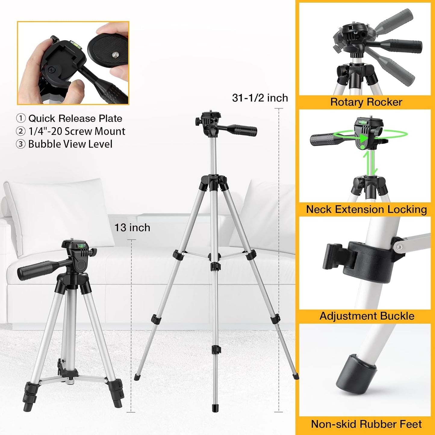 PREXISO Laser Level with Tripod, 65Ft Self Leveling Cross Line Laser Level | 31-1/2 Inch Tripod Green Line Lazer leveler Tool for Hanging Pictures, Home Renovation with LED Indicator & 2 AA Batteries