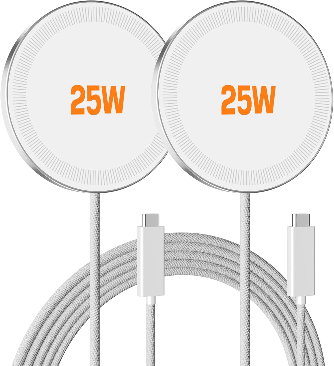 MagSafe 25W Wireless Charger for Apple Magnetic Fast Charging Pad | Compatible for iPhone 17 17e 16 16e 15 14 13 12 Pro Max - AirPods-Slim Portable for Travel Bedside Office - 2 Pack, White