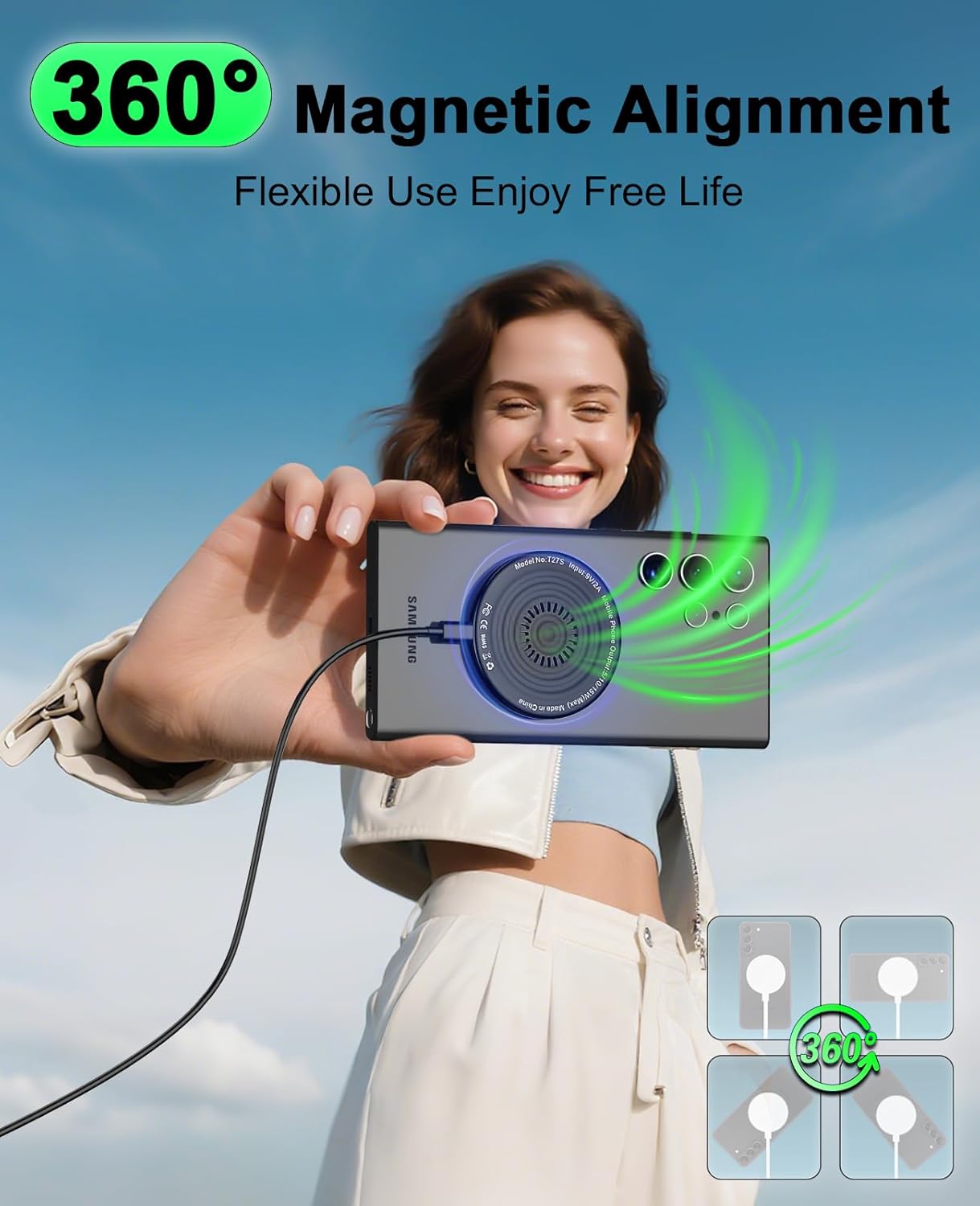 Wireless Charger 2Pack 6FT 15W Samsung Magnetic MagSafe Charger | Wireless Fast Charging Pad for Galaxy S26 S25 Ultra/S24 FE/S23 Ultra/S22/S21/Z Google Pixel 9 8a 7a 8 7 Pro | Strong Magnet