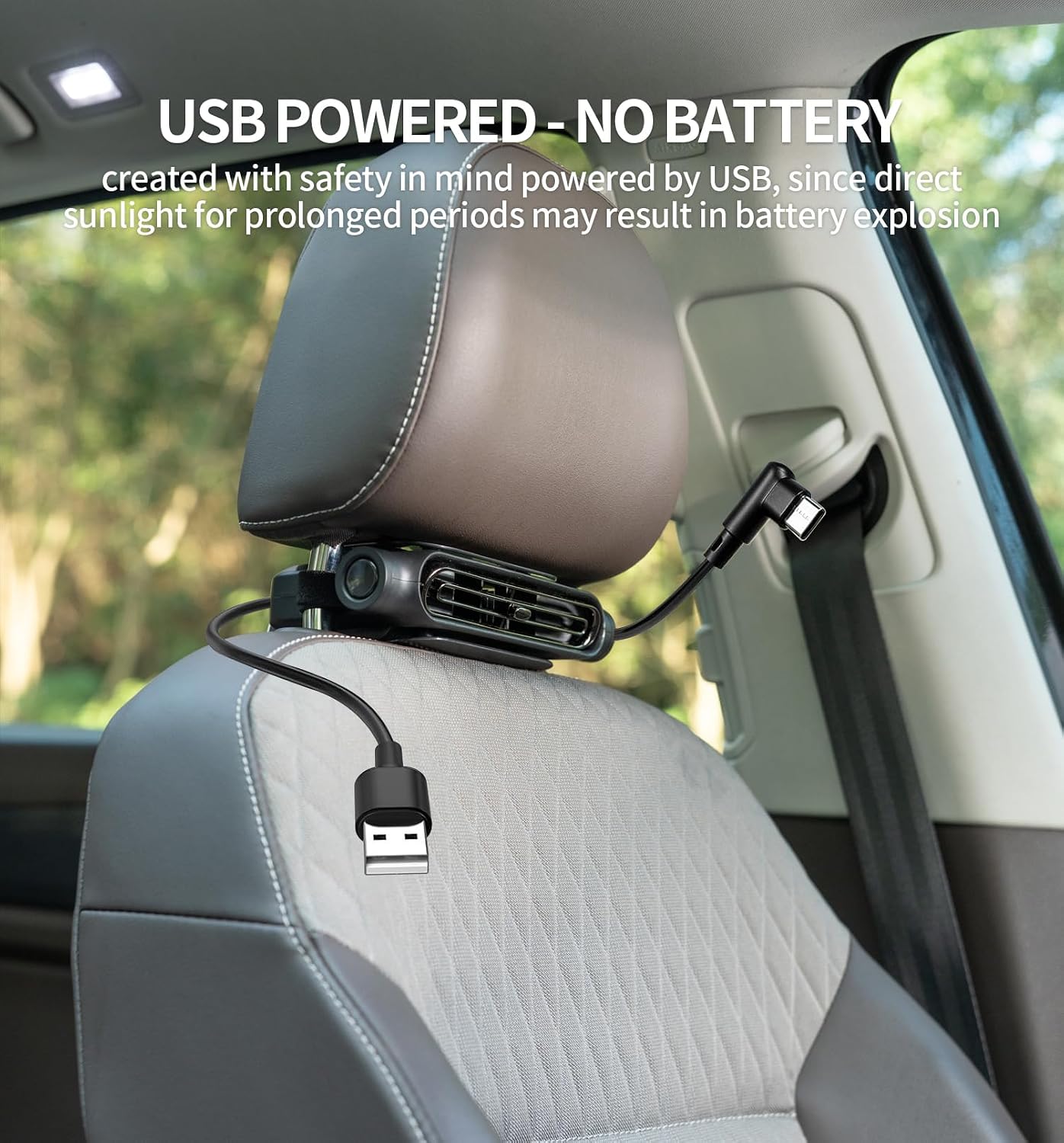Car Seat Fan for Driver & Backseat - 2026 Upgraded Mini Portable USB Back Cooling Fan Kids Baby Quiet headrest Neck Fan Accessories with 3 Adjustable Wind Speeds for Almost Vehicle Jeep Van RV Truck
