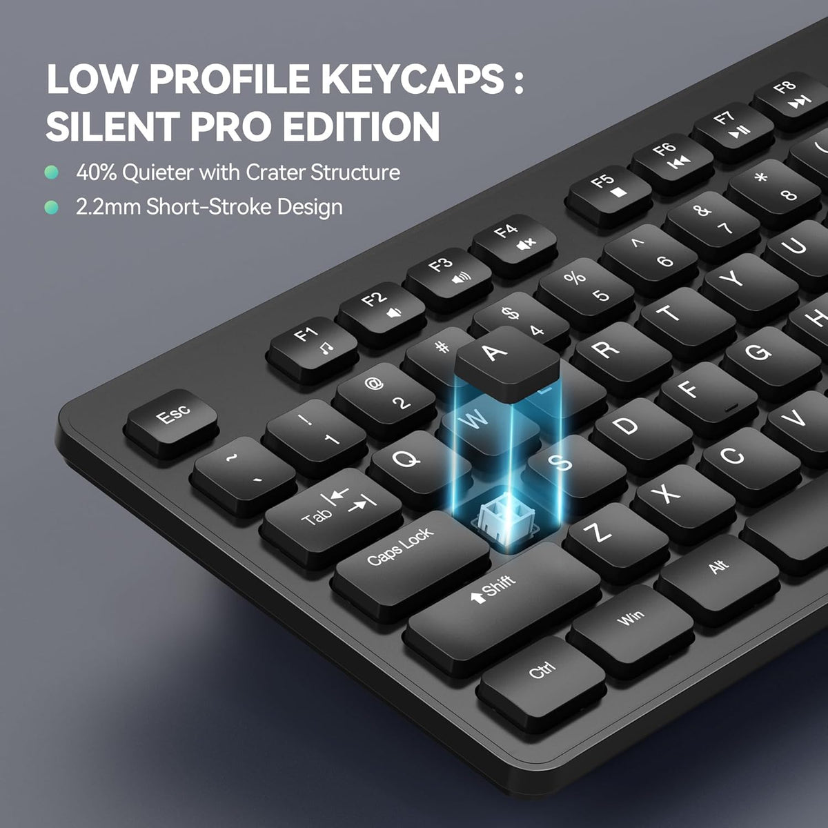 TECKNET Wired Keyboard, Silent Typing, Full-Size Layout, No Backlit | Spill-Resistant Design, USB-A Plug & Play, Slim Membrane Keys, Office Ready, PC, Laptop & Mac Compatible