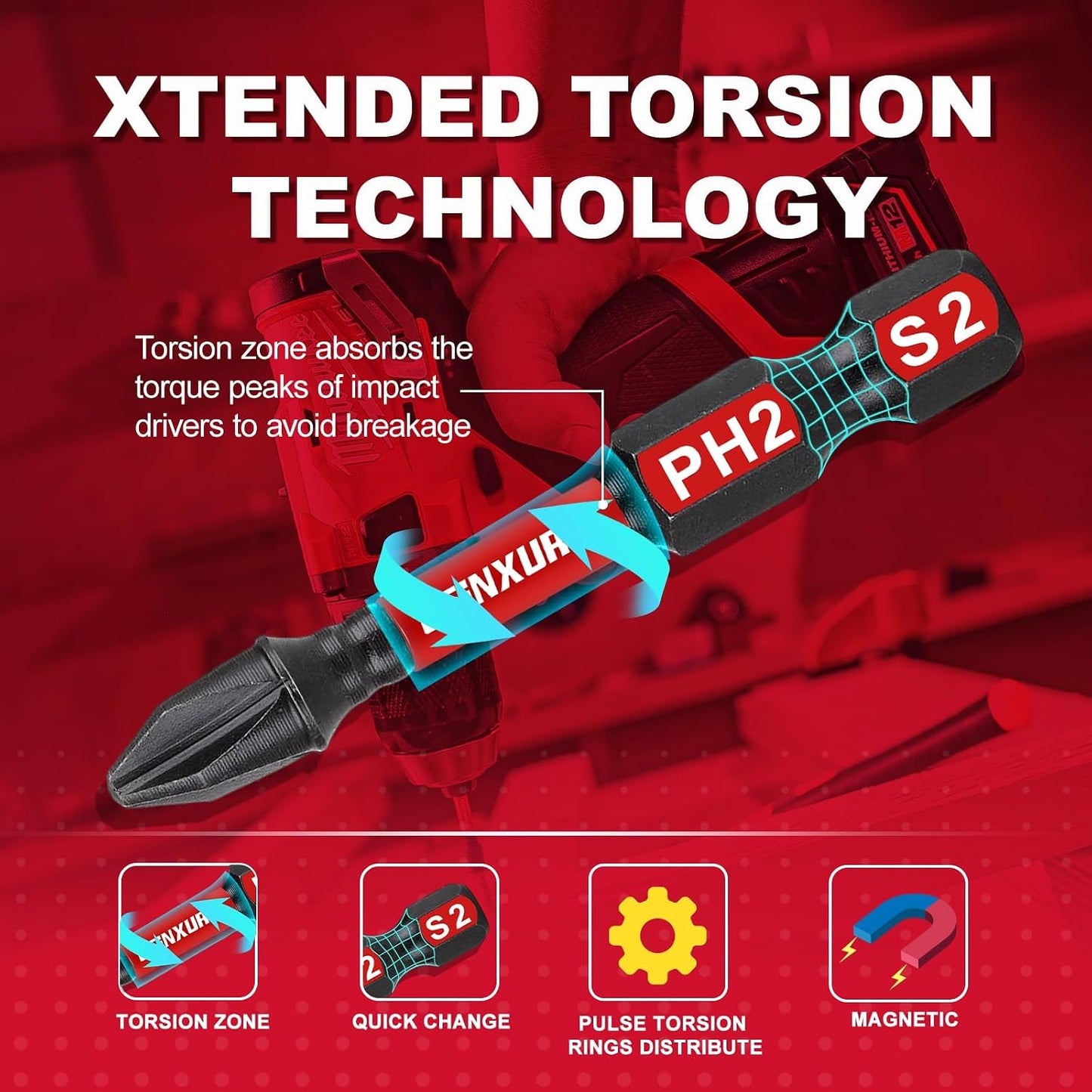(PH/TORX/HEX/PZ/SQ/SL) Screwdriver Bits Set, 66 Pieces Impact 1”/ 2”Magnetic S2 Steel Multi Power Insert Driver Bits and 3Pc Bit Holder with Organizer Sleeve