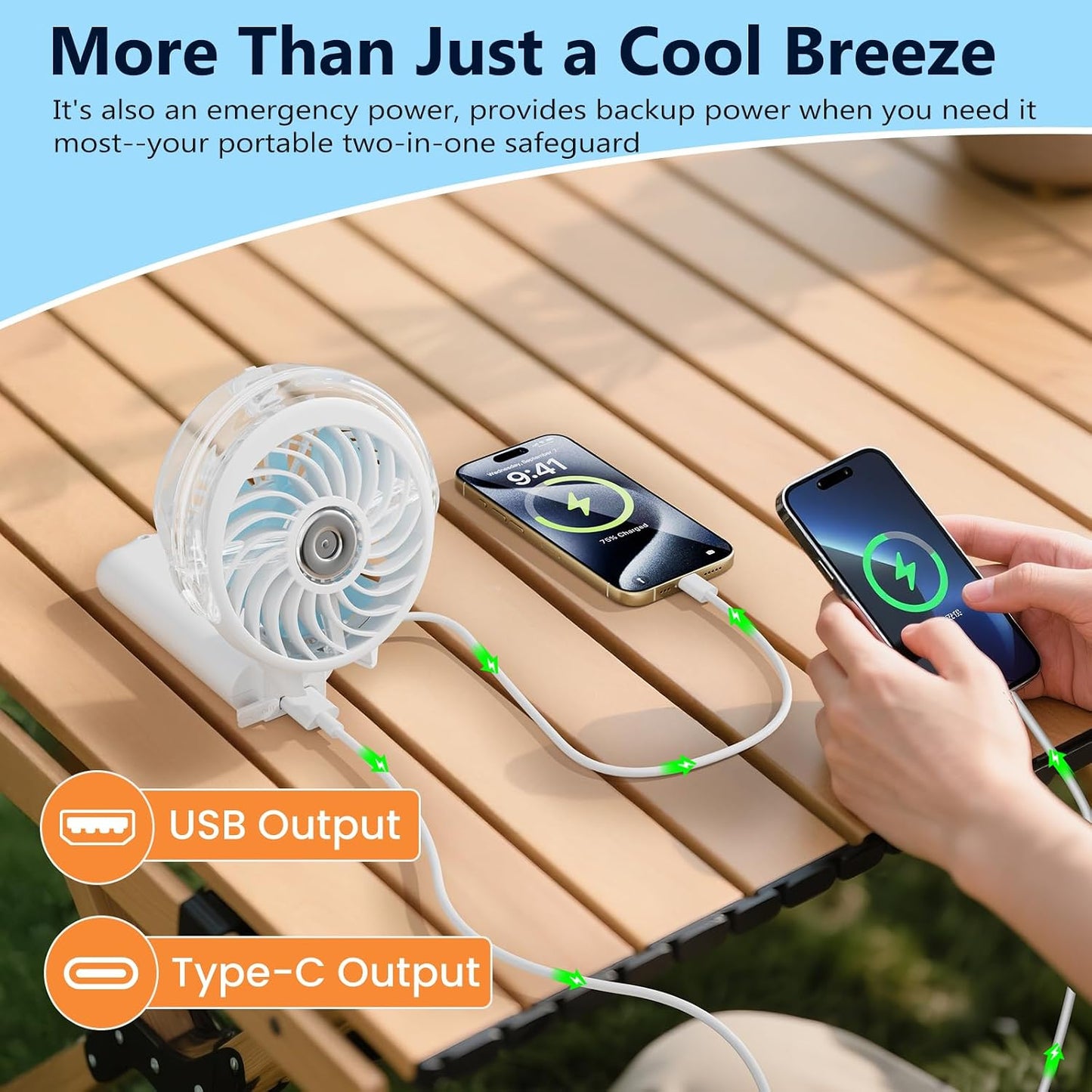 HandFan 5200mAh Upgraded Personal Misting Fan, Rechargeable Handheld Mister Fan, Spray Water Mist Fans, Portable Cooling AC, Electric Mini Hand Fans for Beach Travel Outdoors(White)