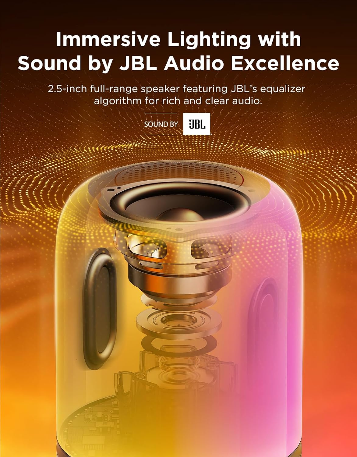 Govee Table Lamp 2 Pro x Sound by JBL, Cordless Table Lamp with Speaker | Music-Light Sync, 16 Music Modes & 100+ Scene Modes, Work with Matter, Customized Smart Rechargeable Table Lamp for Bedroom
