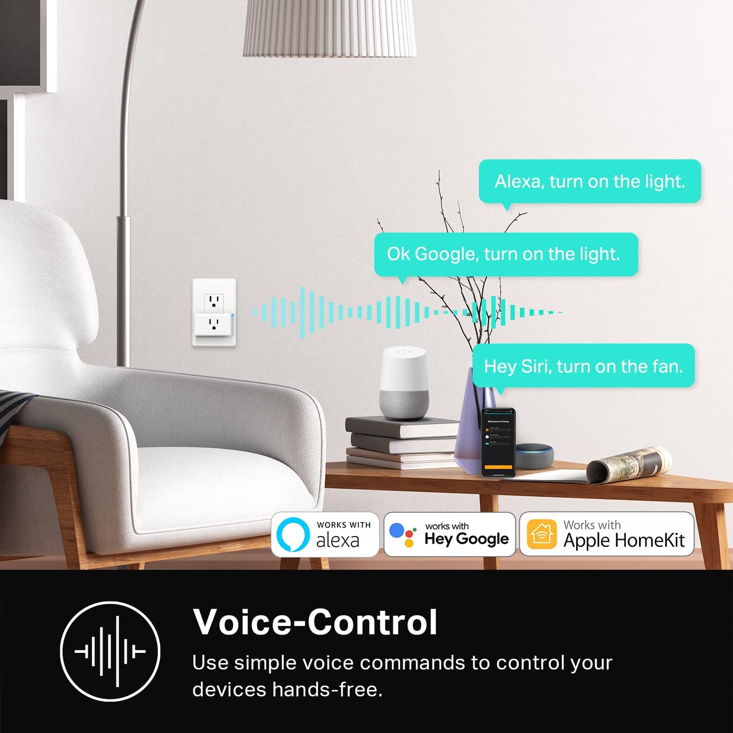 Kasa Smart Plug Mini 15A, Apple HomeKit Supported, Smart Outlet Works with Siri, Alexa &amp; Google Home, UL Certified, App Control, Scheduling, Timer, 2.4G WiFi Only, 2 Count (Pack of 1) (EP25P2), White