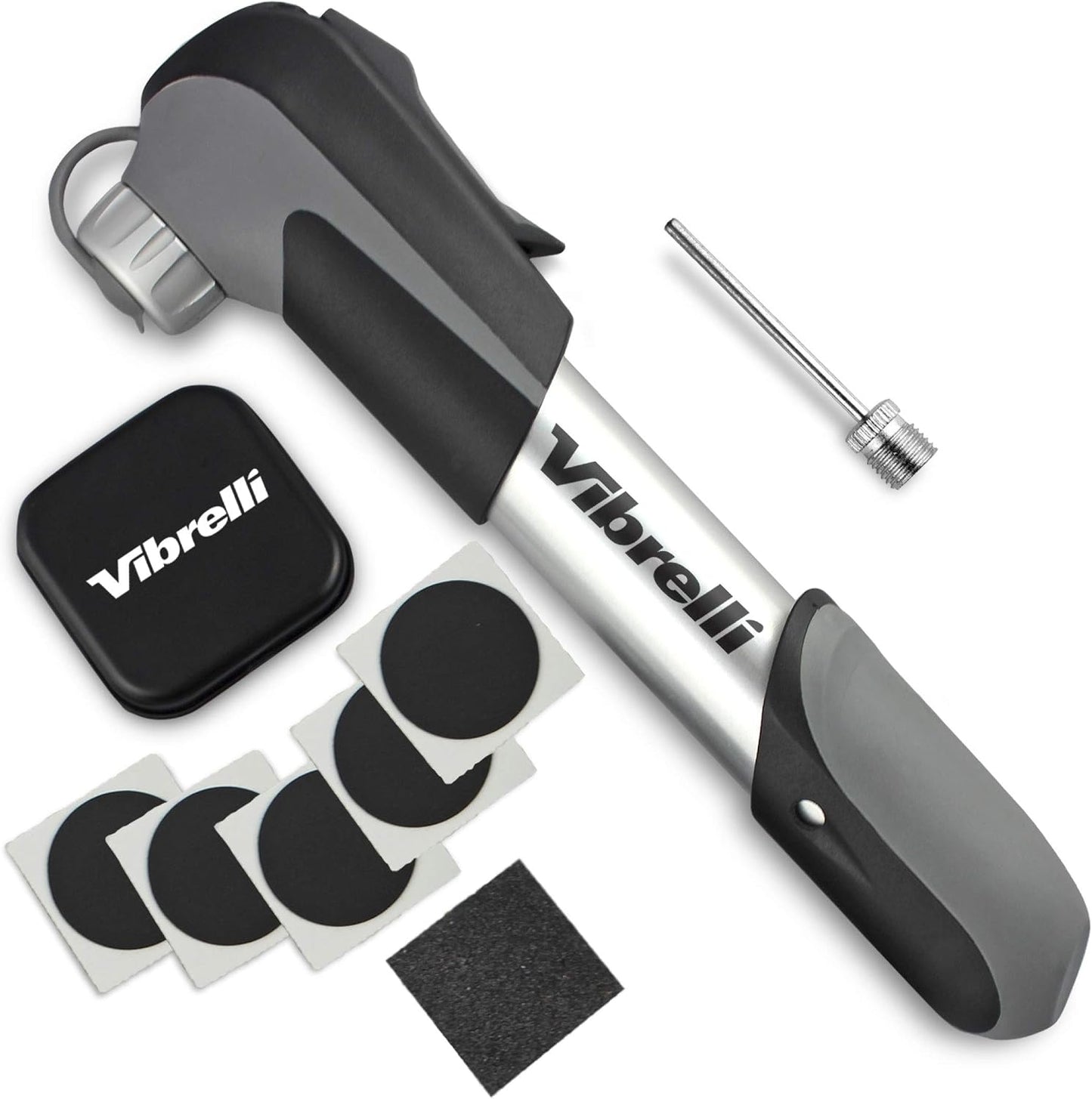 Vibrelli Mini Bike Pump - Presta & Schrader Bicycle Pump - 120 PSI Tire Pump for Road & MTB - No Valve Changing Needed