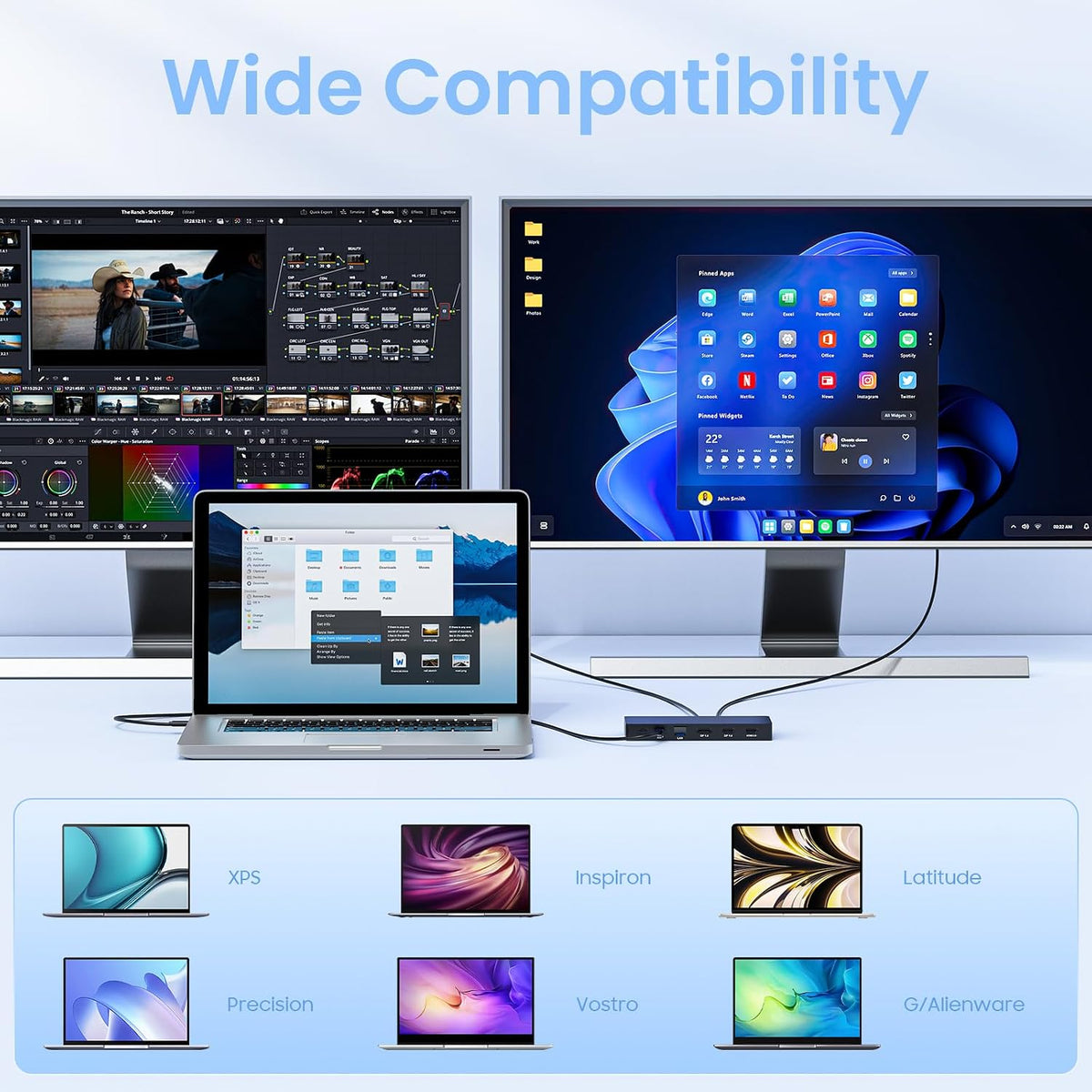 New Dell Thunderbolt 4 Dock 3 Display (2 HDMI+1 DP) 16‑in‑1 Laptop Dock