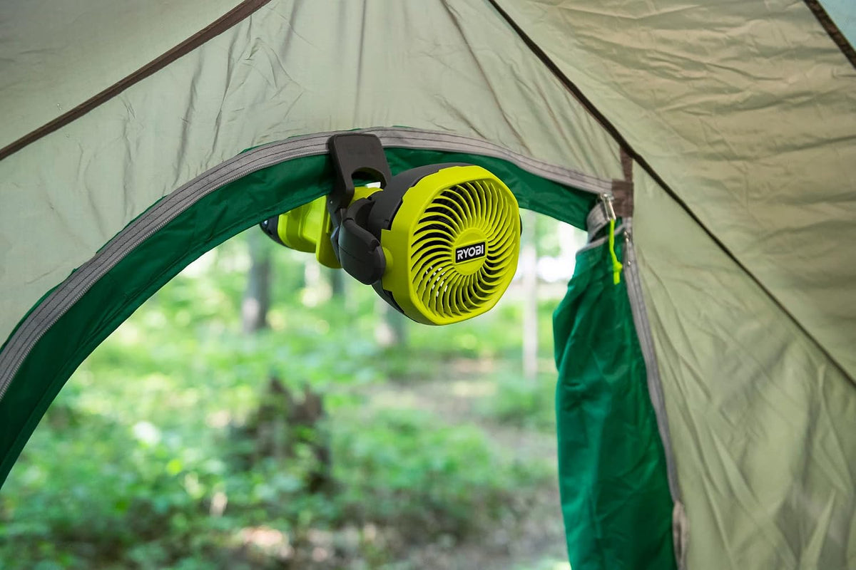 Ryobi RCF18-0 18V ONE+ Cordless 10cm Clamp Fan (Bare Tool) Hyper Green | PCF02B - Battery and Charger are Sold Separately