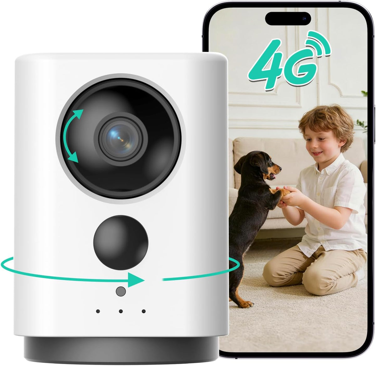 LIWAN 4G LTE Cellular Security Camera Indoor Wireless, No WiFi, 2K, Portble