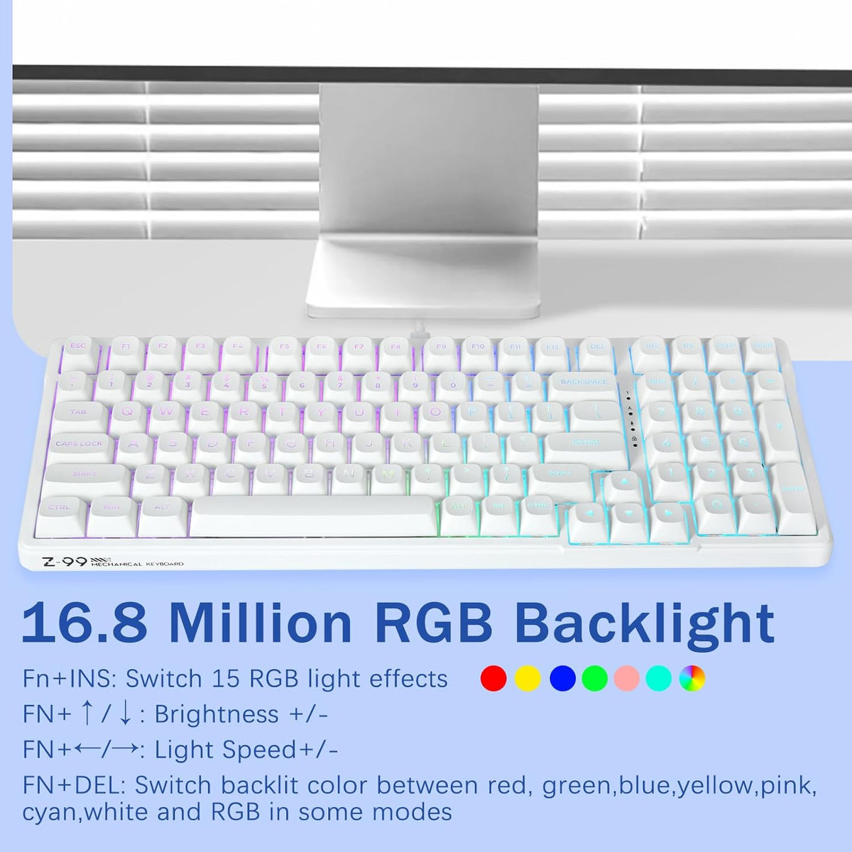 HUO JI E-Yooso Creamy Mechanical Keyboard Wired, RGB Backlit, White | Hot Swappable, Pre-lubed Linear Switches, Gasket Structure, Sound Dampening Foam, 99 Keys Custom Gaming Keyboard for PC/Mac
