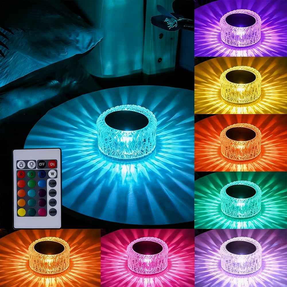 Portable Crystal LED Table Lamp, 3-Levels Brightness Desk Lamp,3 Color Touch Control Rechargeable Lamp for Bedroom Living Room Decor (3 Color)