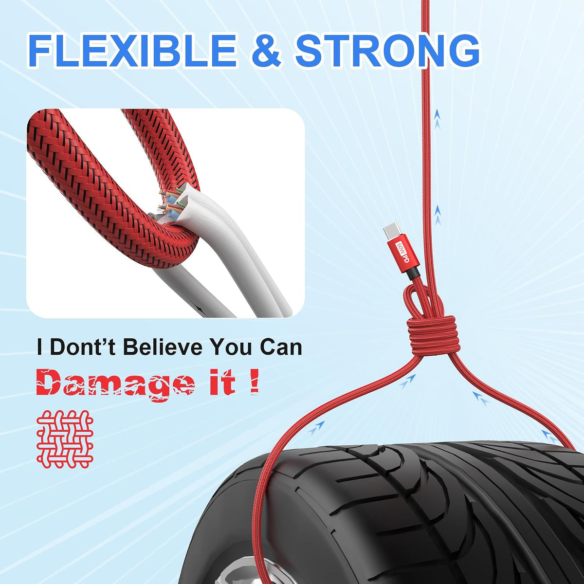 Bynccea 4-Pack USB C to USB C Cable 10ft C to C Cable Fast Charging C Cable, 60W(5A) Nylon Braided Type C Cables for Phone 17/16/15 Series Samsung S24/23