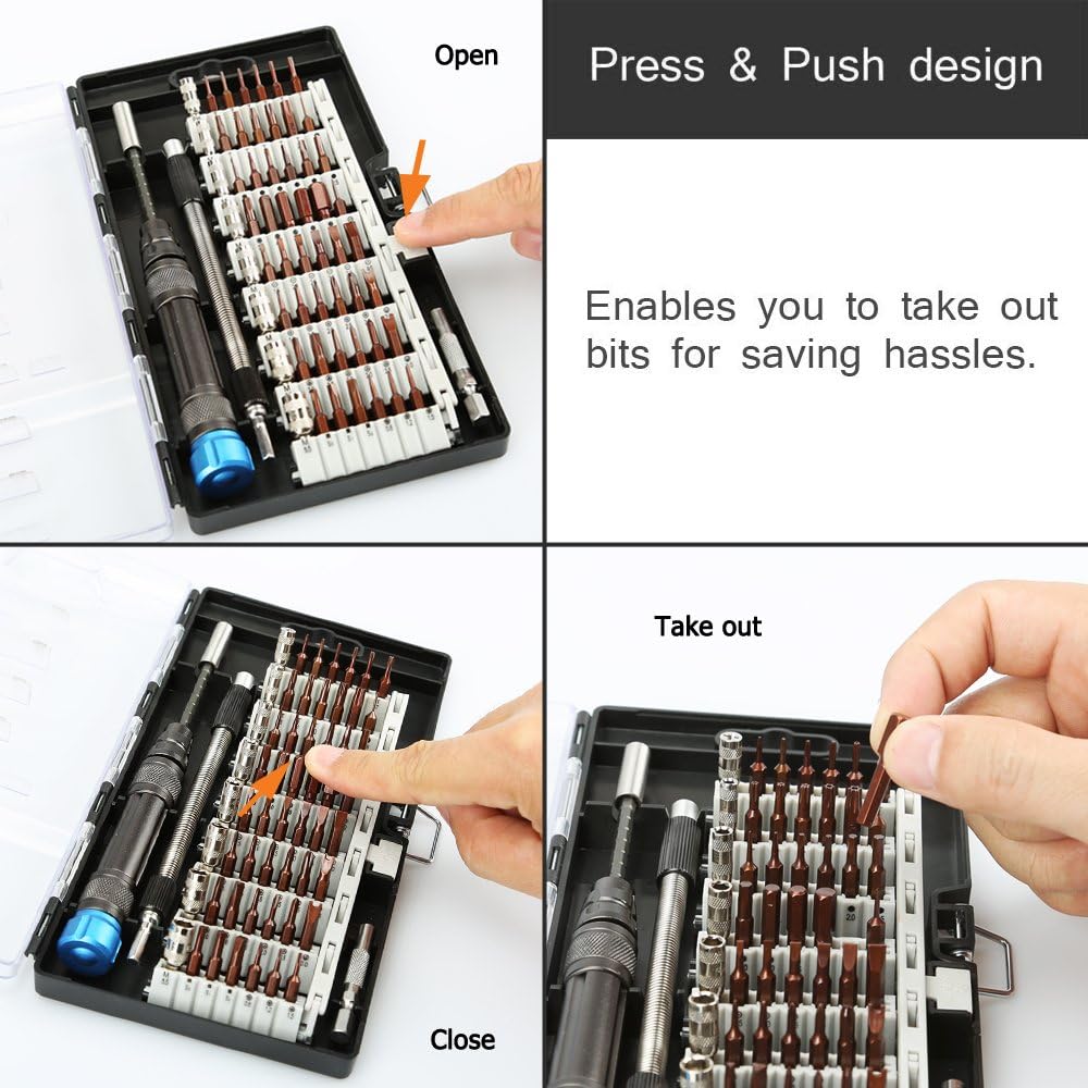 Screwdriver Set, 60 in 1 Precision Magnetic Driver Bits Professional Electronics Repair Tool Kit, Flexible Shaft, S2 Steel, for iPhone Smartphone Video Game Console