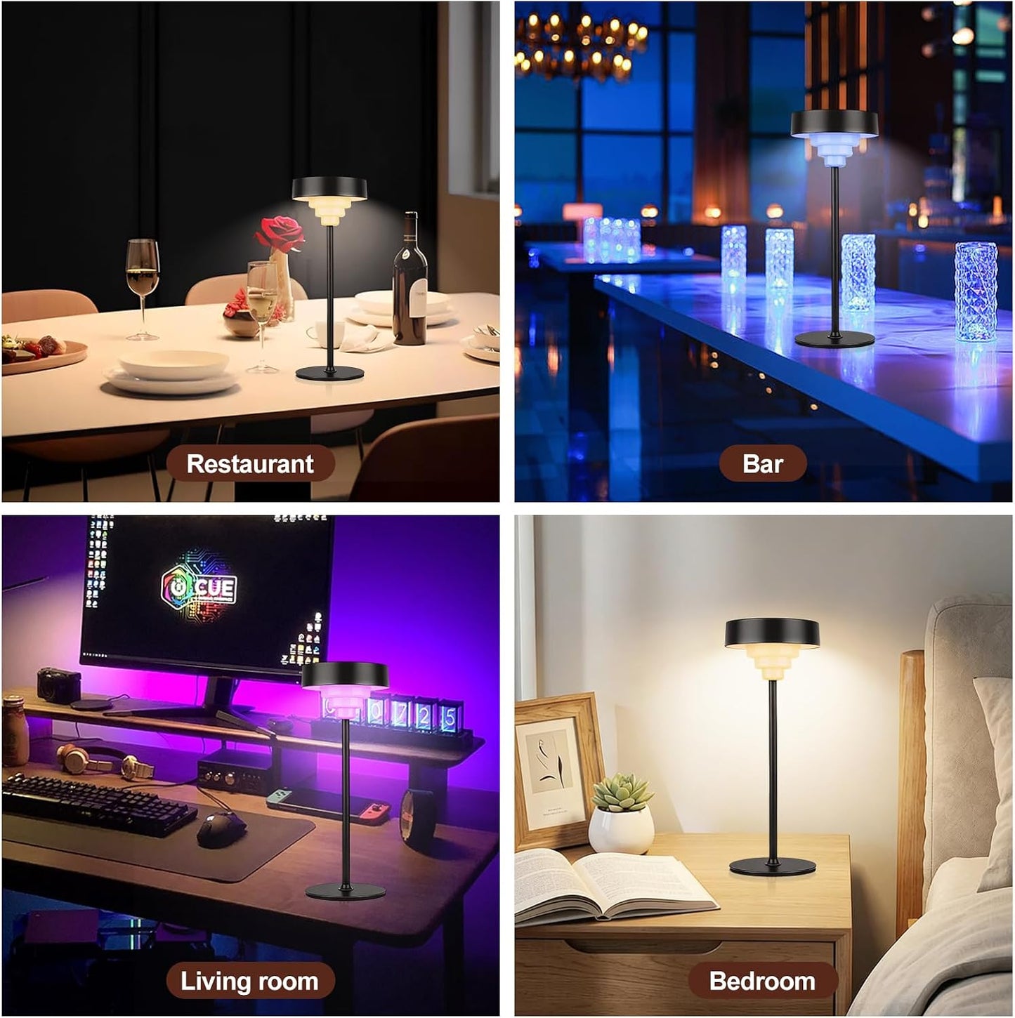Embar Puzzle lamp with Portable RGB stepless dimming,5400mAh Battery Operated Lamps, Battery Level Display, LED Memory Function, Suitable for Restaurant, Bedroom, Cafe, and Home