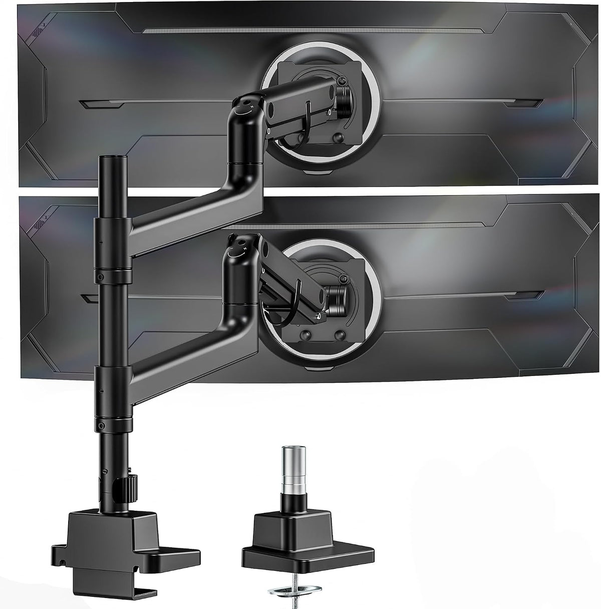 monTEK Dual Monitor Arm, Vertical Stackable 17-57", Heavy Duty，Black