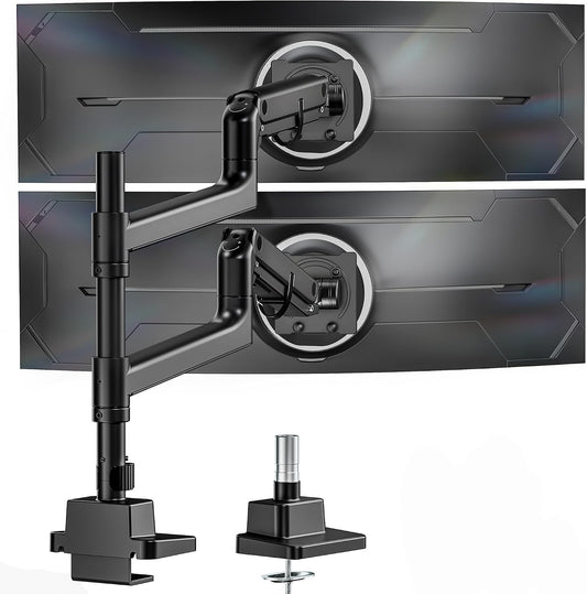 monTEK Dual Monitor Arm, Vertical Stackable 17-57", Heavy Duty，Black