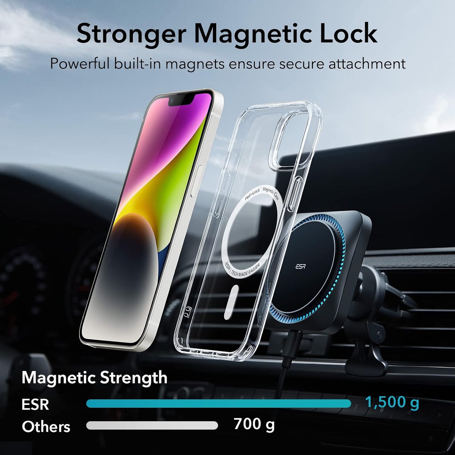 ESR for iPhone 14/13 Case for MagSafe, Anti-Yellowing, Clear | Ultra Slim, 3X Military-Grade Drop Protection, Magnetic Phone Case, Impact Absorbing, Resists Scratches