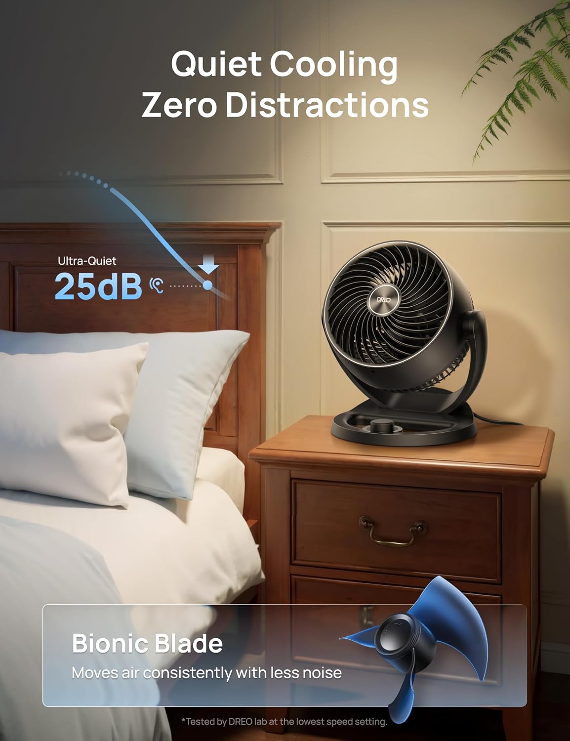 DREO Fan for Bedroom, 12 Inches, 70ft Powerful Airflow, 25db Quiet Table Air Circulator Fans for Whole Room, 120° Adjustable Tilt, 3 Speeds, Desktop Fan for Home, Office, Kitchen