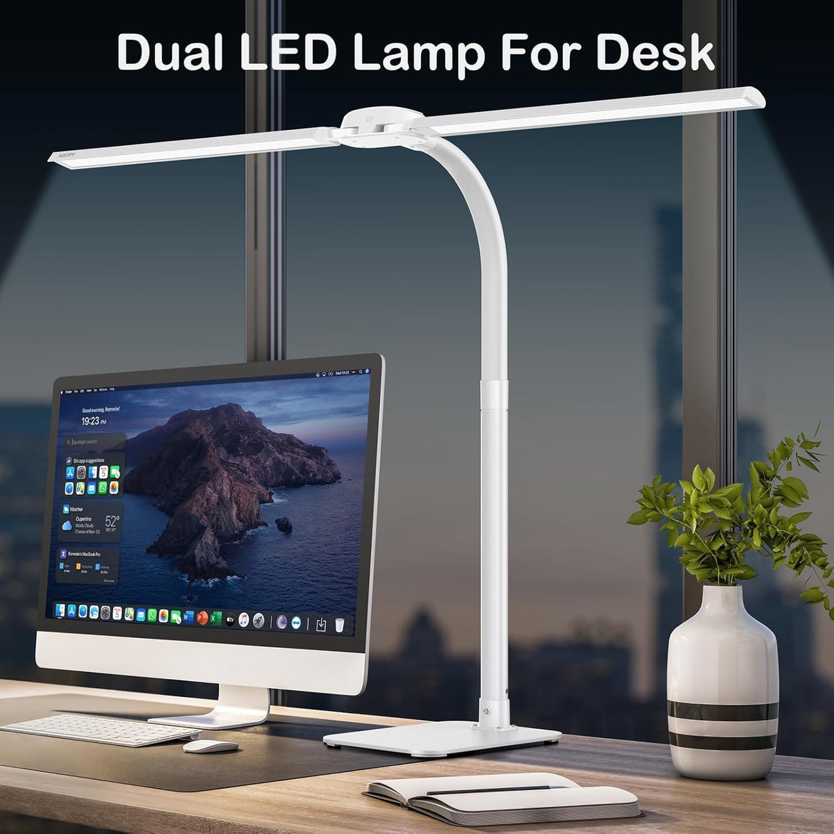 24W LED Desk Lamp for Home Office, 1500lm Dual Head Task Light with Remote