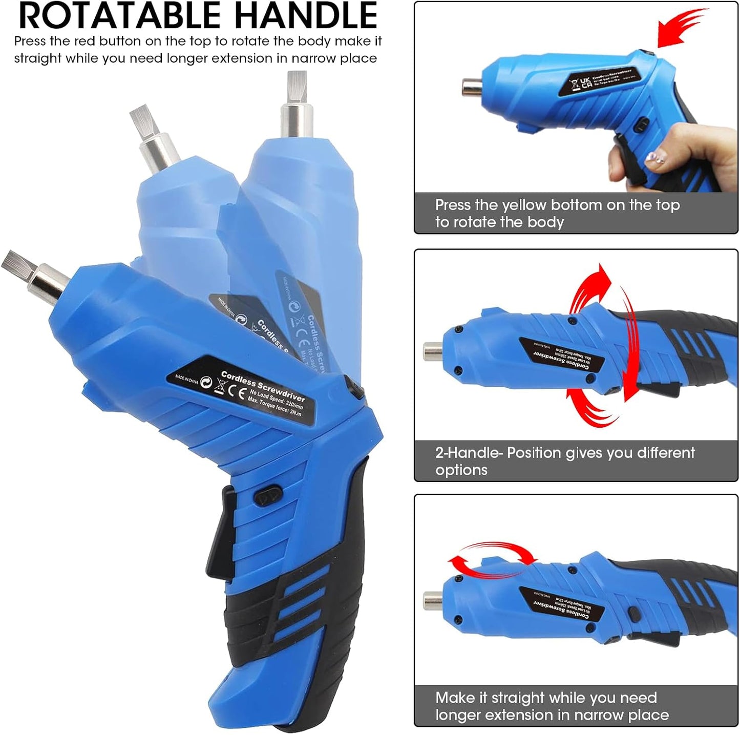 Cordless Electric Screwdriver, 3.6V usb Charging 2-3hours, Small Drills for Moving, Disassembling and Reassembling Cabinets and Beds not Suitable for Construction Sites and Concrete Drilling