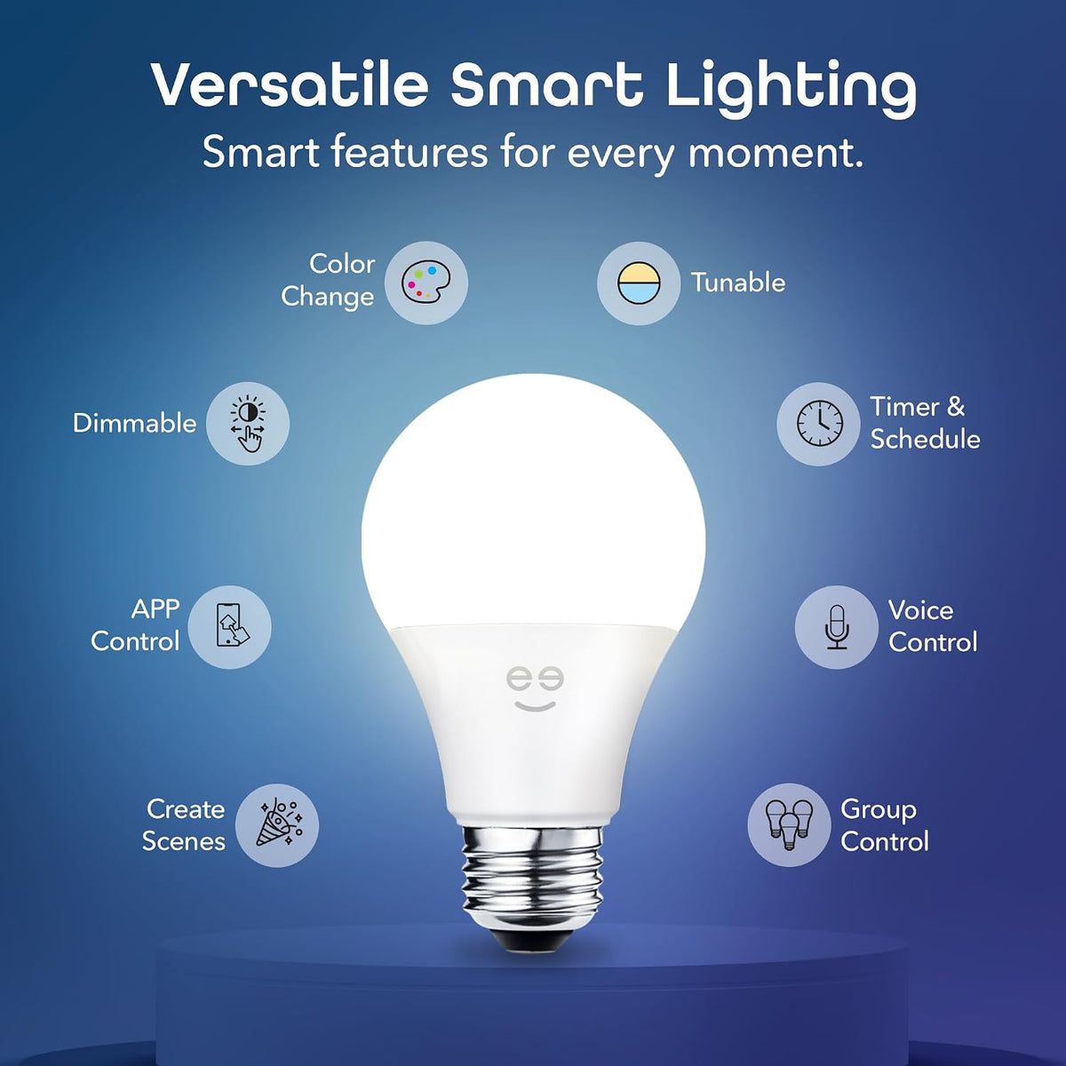 Geeni Prisma Plus 800-Lumen Dimmable Smart Bulbs, 2.4 GHz Wi-Fi, 4-Pack
