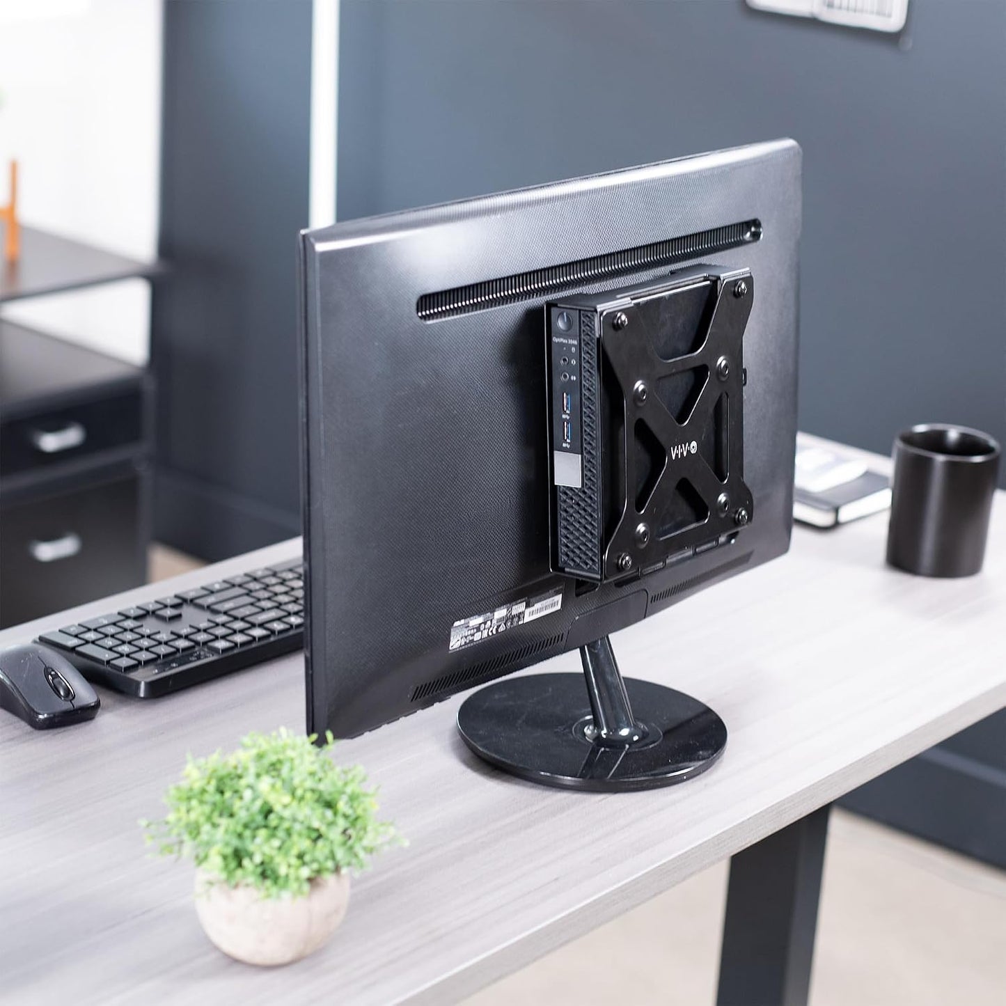 VIVO Behind Monitor Mini PC VESA Mount Designed for Dell OptiPlex Micro CPU, Monitor Arm Computer Holder, Concealed Behind Screen, Desk and Wall Mounting Options, Black, Mount-DLMM2