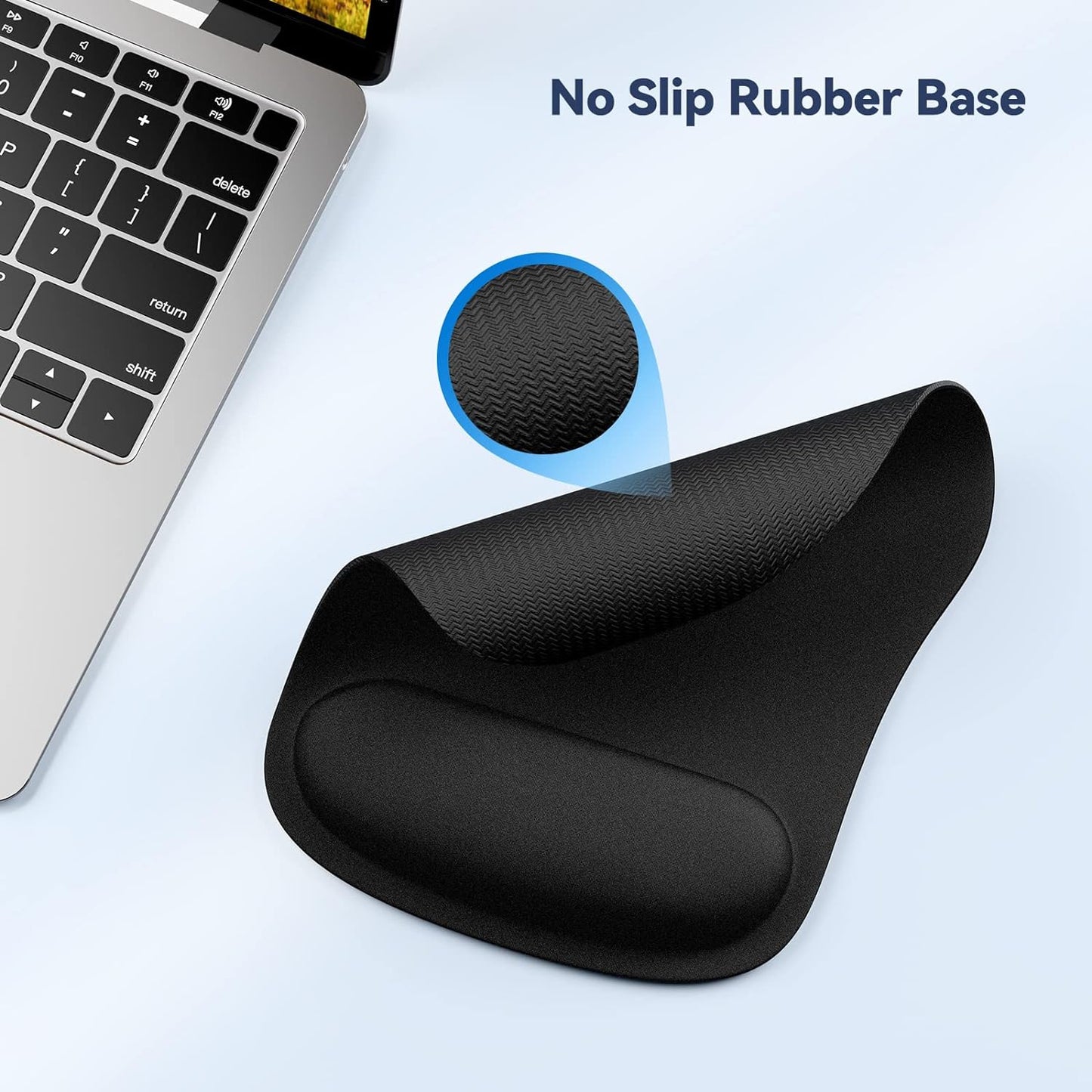 TECKNET 2 Pack Gaming Ergonomic Mouse Pad with Wrist Support Black | Soft Memory Foam, Fast Rebound, Pain Relief，Waterproof Surface, Non-slip Base