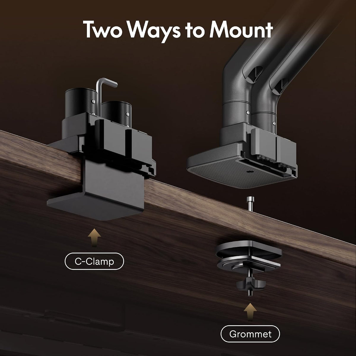 FlexiSpot Monitor Stand, Heavy Duty Dual Monitor Arm for Ultrawide Screen up to 39" and 44 Lbs, Adjustable Gas Spring Arm with C Clamp & Grommet Base for Gaming Office, 75/100 VESA Mount, Wood Grain