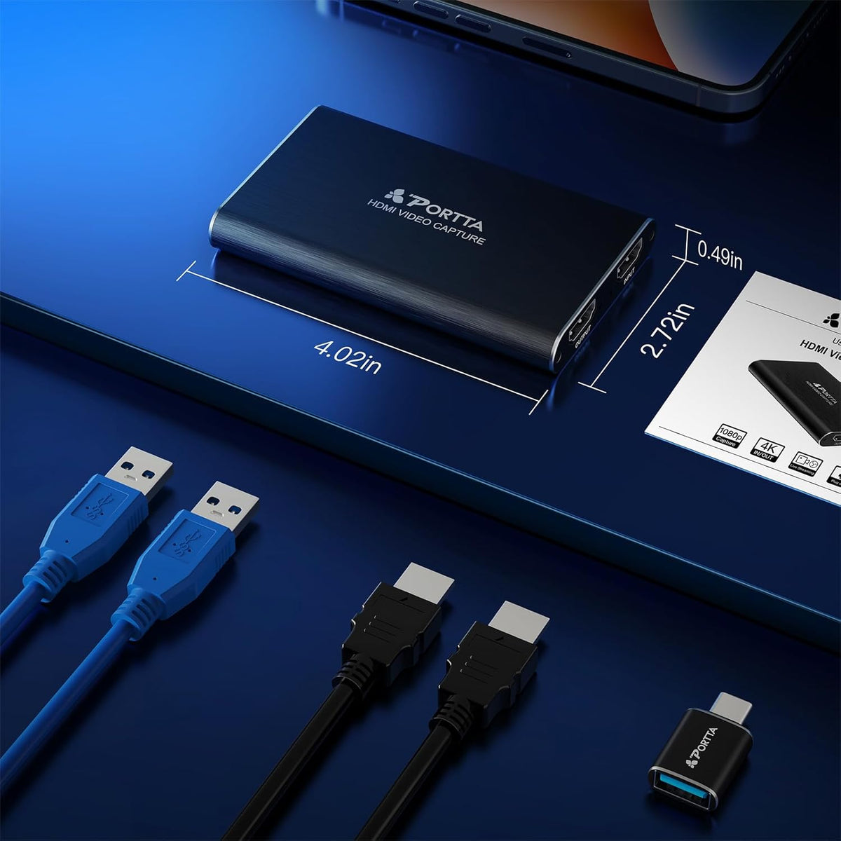 Portta HDMI Video Capture Card, Stream and Record in 1080P60 with Ultra-Low Latency, 4K HDMI in/Loop Out, USB 3.0 to PC Compatible with Nintendo Switch 2/PS4/PS5/Xbox/OBS