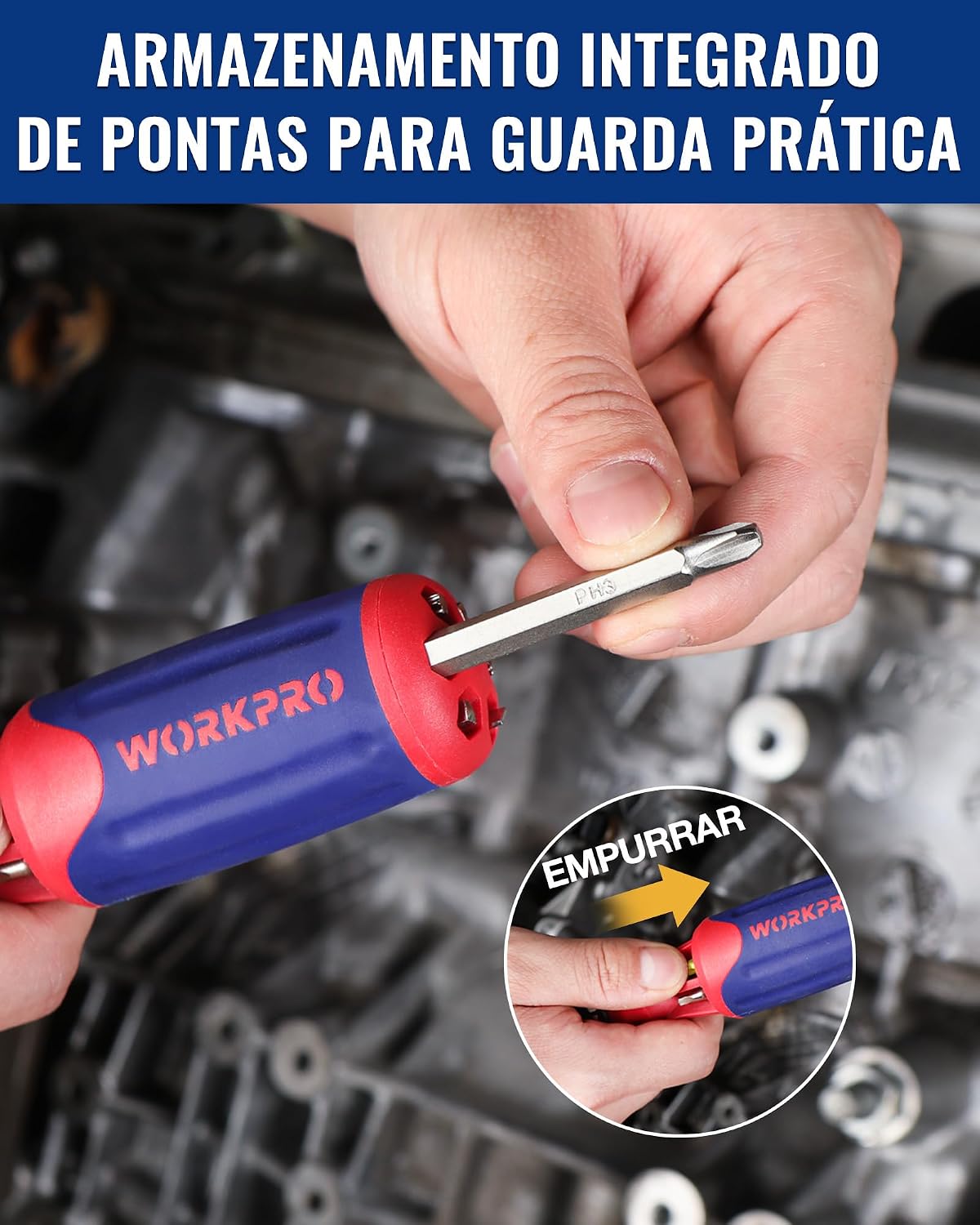 WORKPRO 12-in-1 Ratcheting Multi-Bit Screwdriver Set | Quick-load Mechanism Screwdriver with Double End Bits in Handle