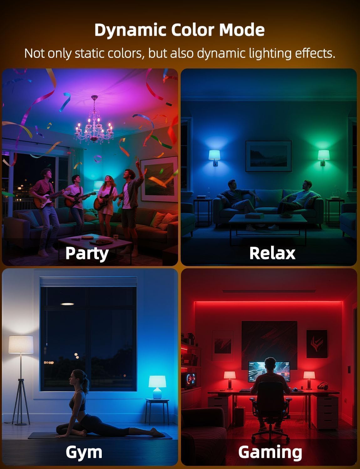HEKEE E12 Candelabra Light Bulbs, 120V Color Changing Bulb with Remote, Plug-in Only, E12 Base, 12 RGB+2700K Warm White, 40W Equiv (5W), 450LM, Timer, 2 Modes, for Chandelier/Ceiling Fan, 4 Pack